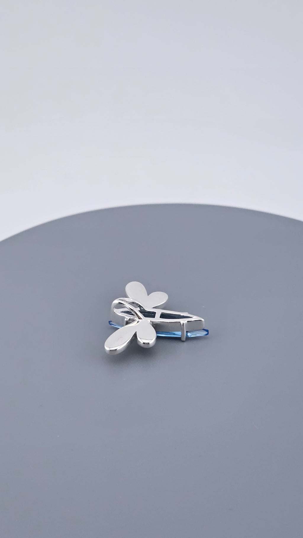 925 Sterling Silver Blue Topaz & Green Enamel Dragonfly Pendant