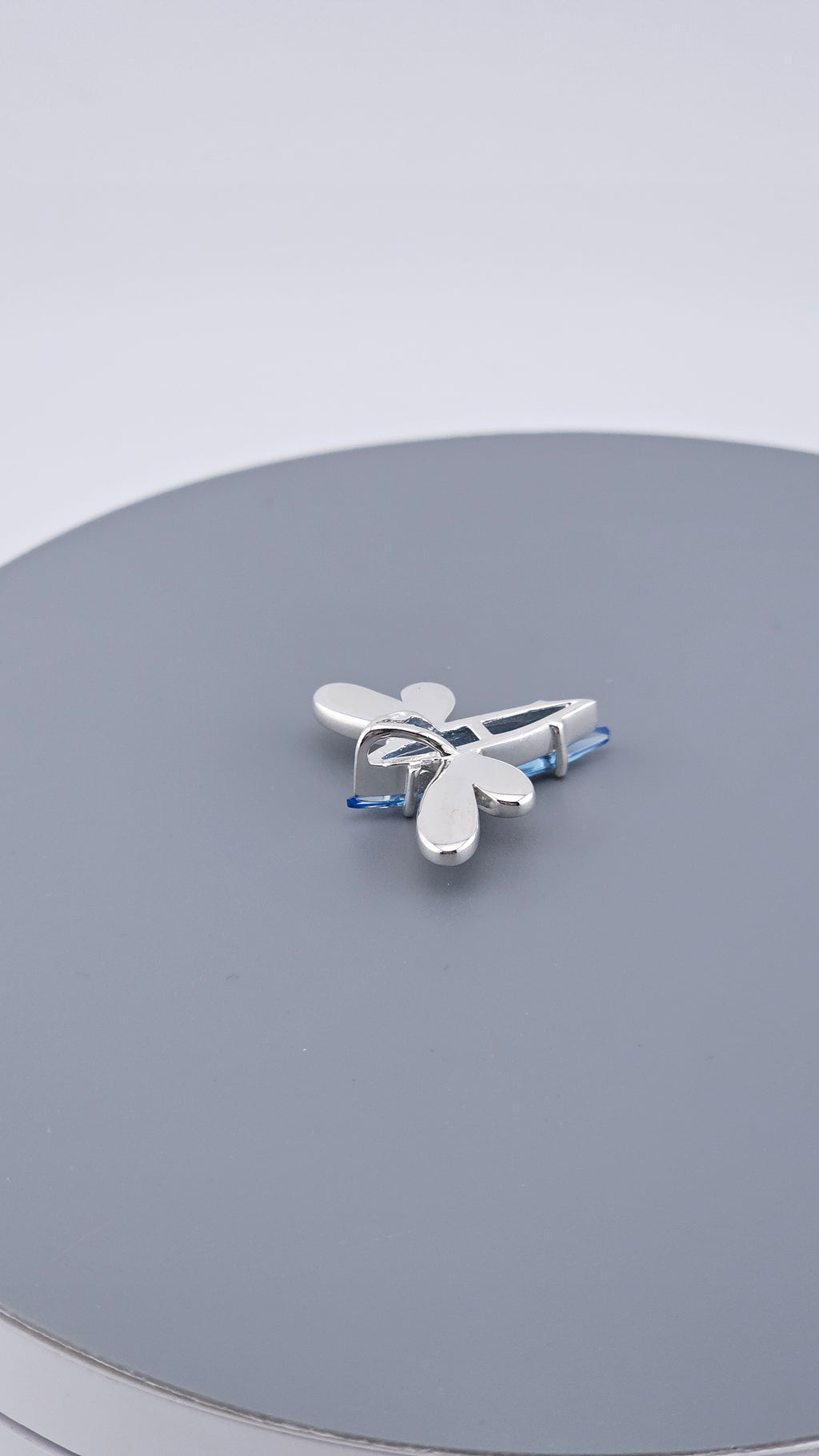 925 Sterling Silver Blue Topaz & Green Enamel Dragonfly Pendant