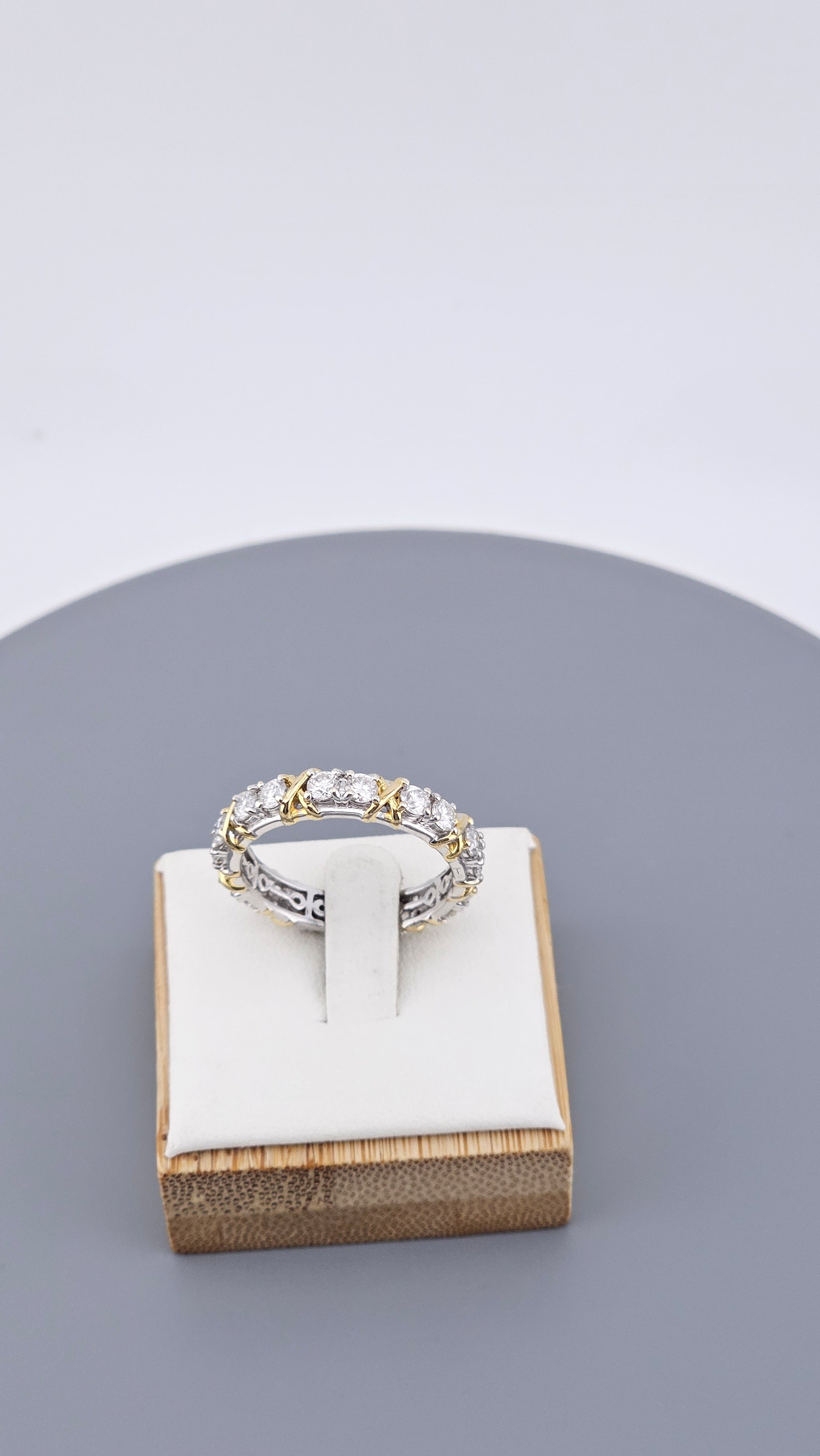 Two-Tone Moissanite Eternity Ring in 925 Sterling Silver ,Size UK T