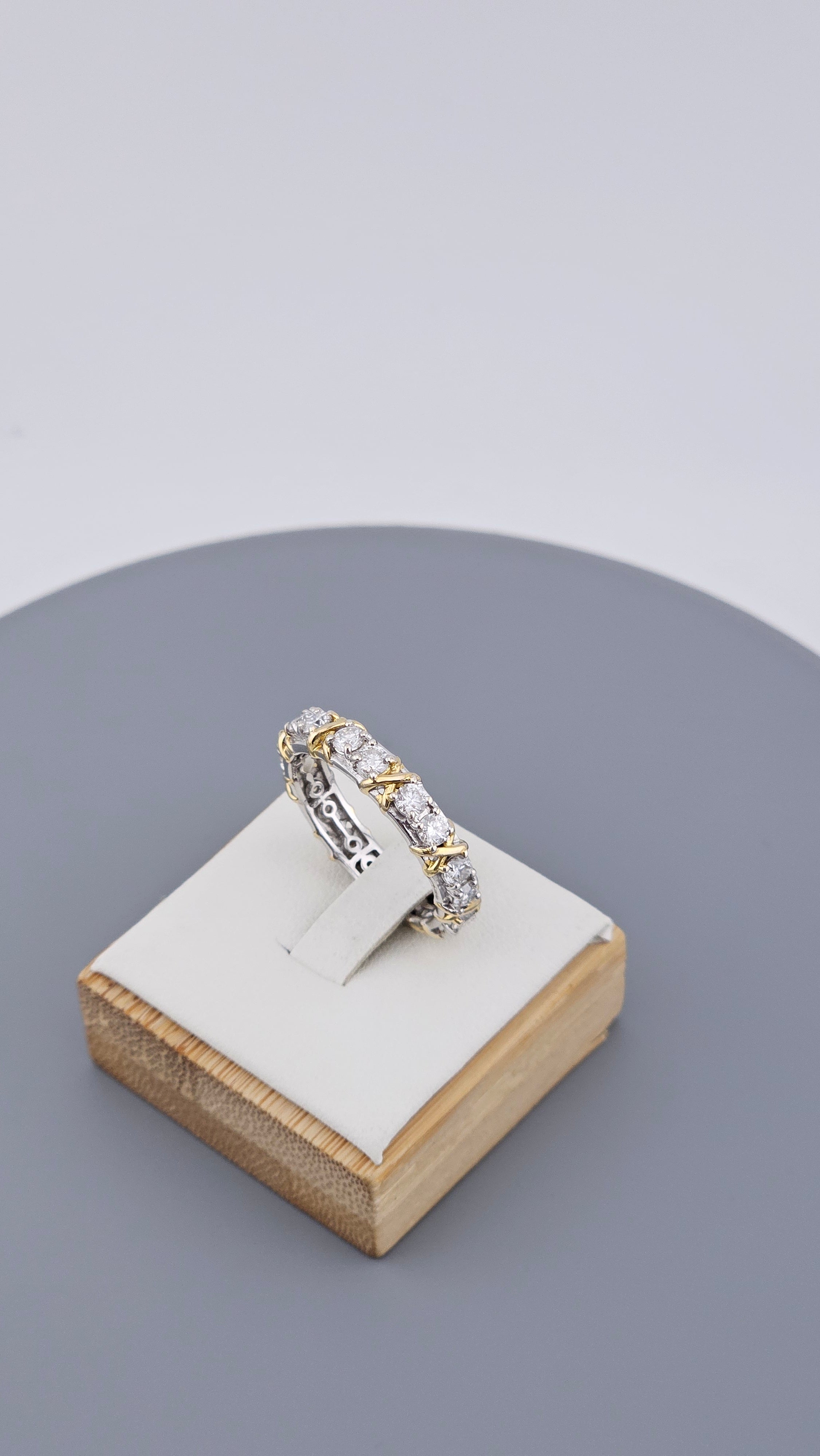 Two-Tone Moissanite Eternity Ring in 925 Sterling Silver ,Size UK T