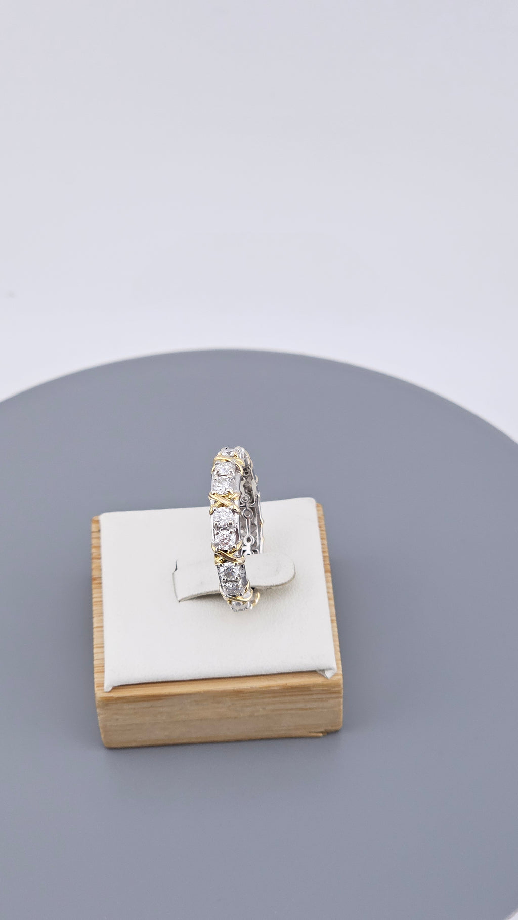 Two-Tone Moissanite Eternity Ring in 925 Sterling Silver ,Size UK T