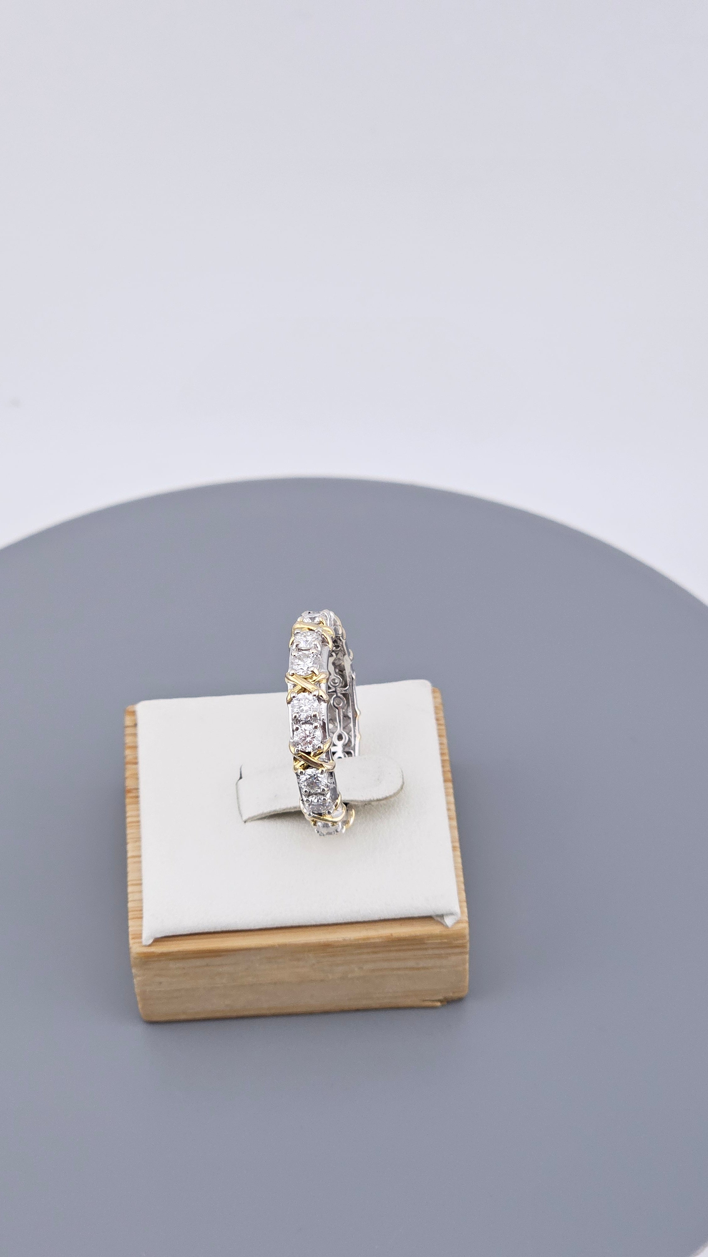 Two-Tone Moissanite Eternity Ring in 925 Sterling Silver ,Size UK T