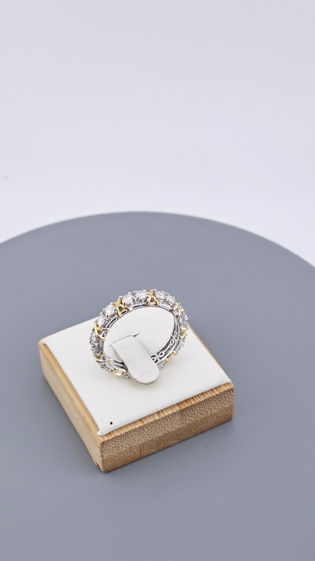 Two-Tone Moissanite Eternity Ring in 925 Sterling Silver ,Size UK T