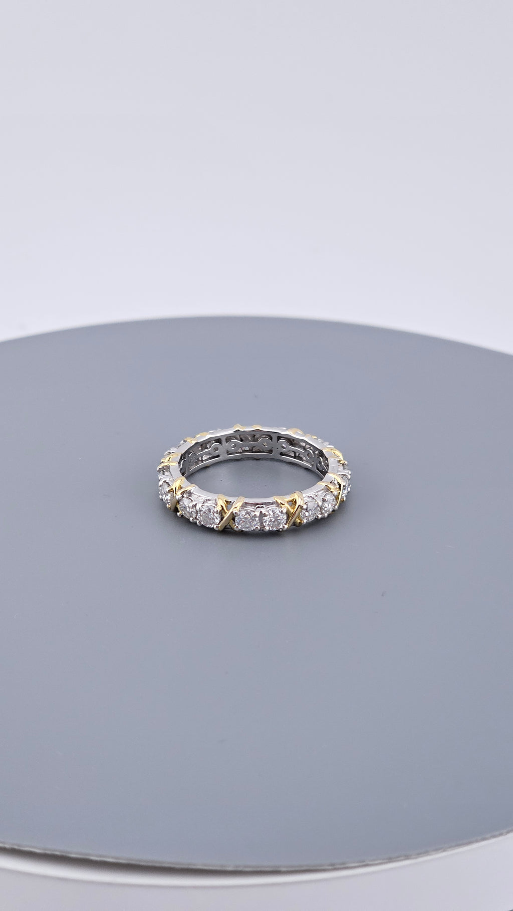Two-Tone Moissanite Eternity Ring in 925 Sterling Silver ,Size UK T