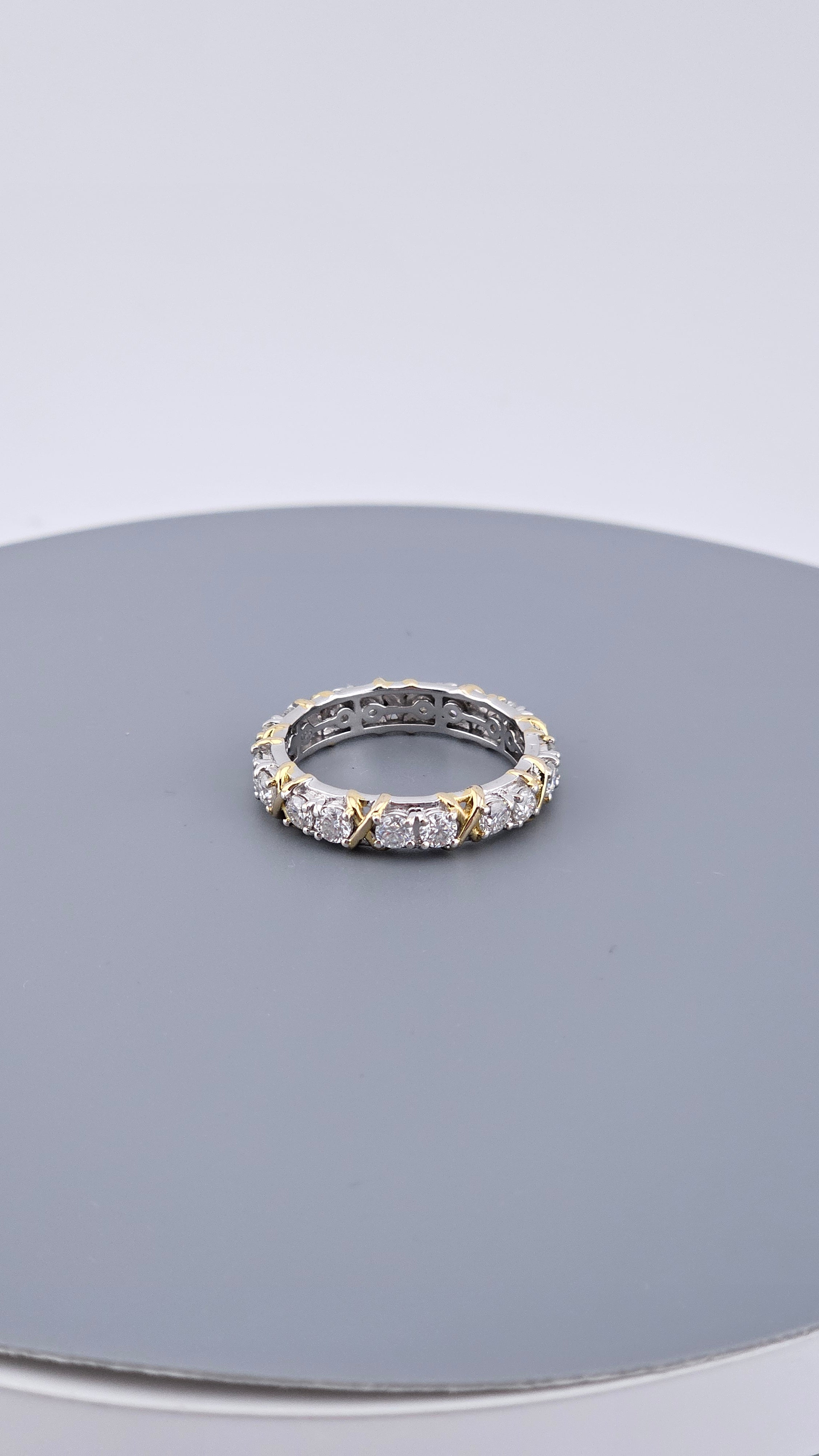 Two-Tone Moissanite Eternity Ring in 925 Sterling Silver ,Size UK T