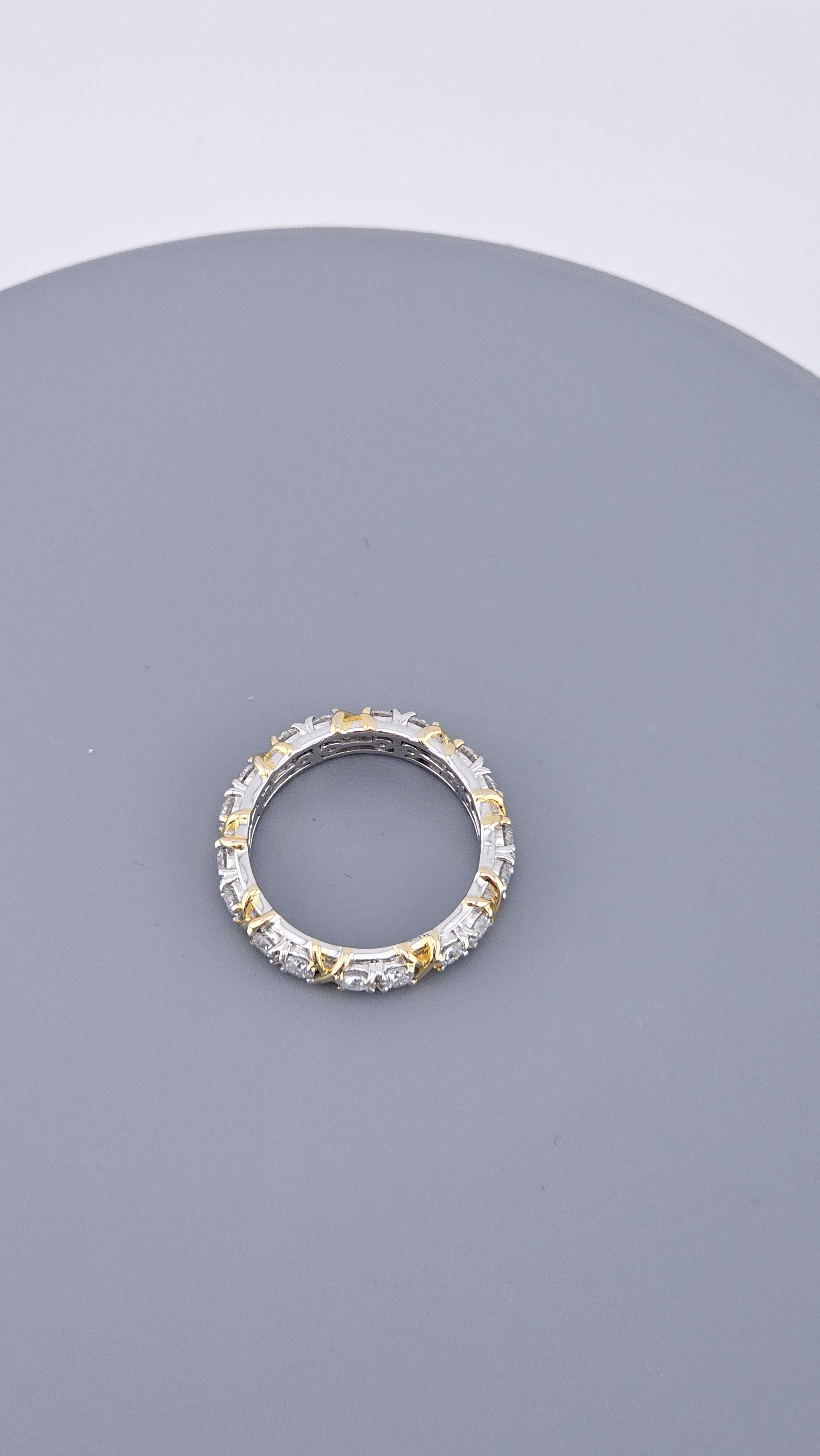 Two-Tone Moissanite Eternity Ring in 925 Sterling Silver ,Size UK T