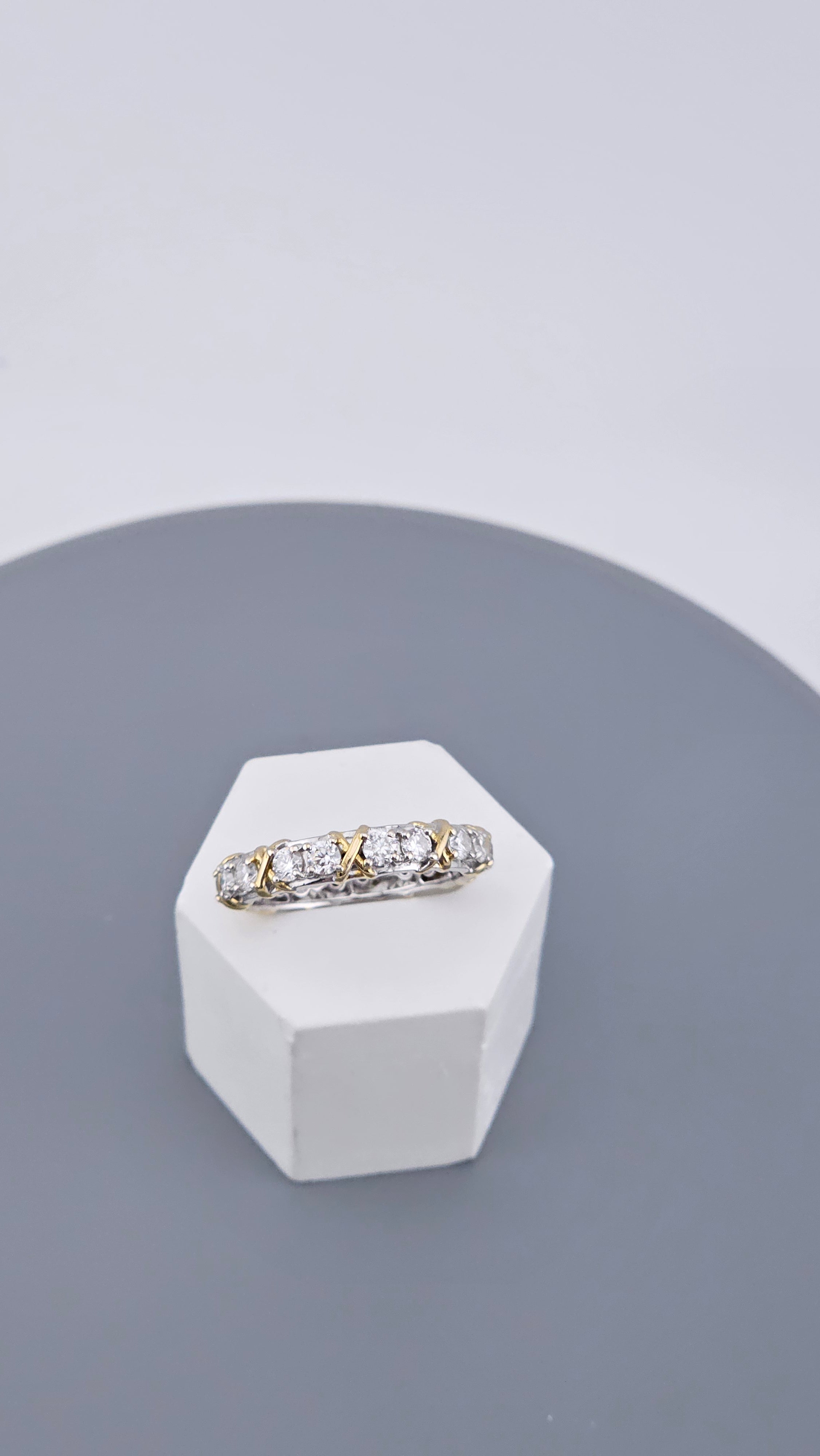 Two-Tone Moissanite Eternity Ring in 925 Sterling Silver ,Size UK T