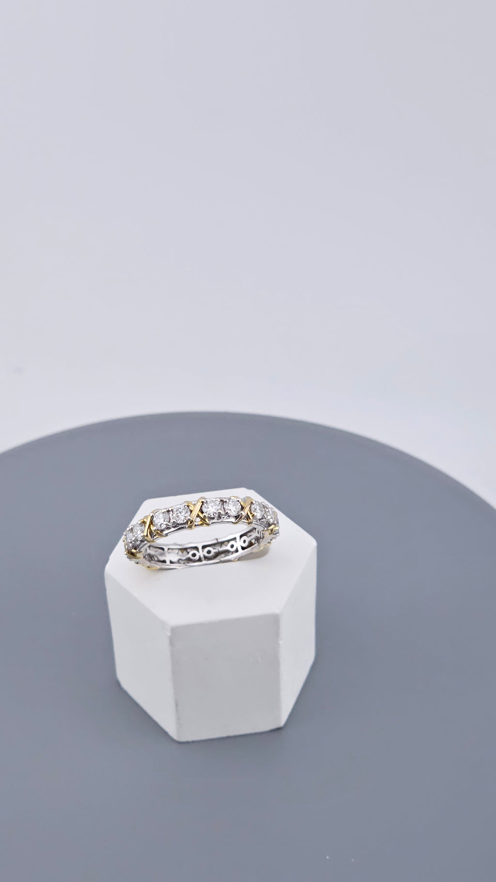 Two-Tone Moissanite Eternity Ring in 925 Sterling Silver ,Size UK T