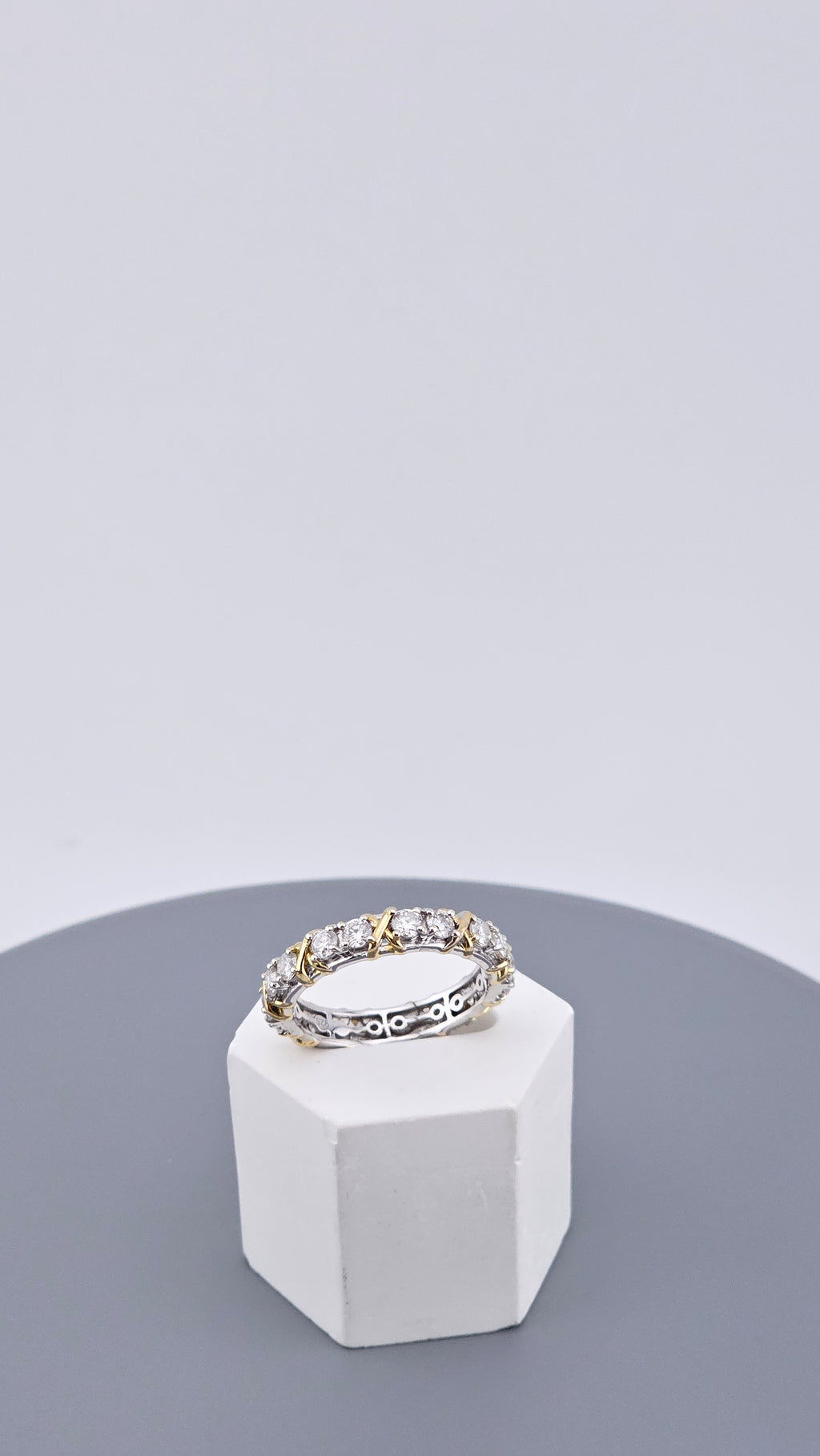 Two-Tone Moissanite Eternity Ring in 925 Sterling Silver ,Size UK T