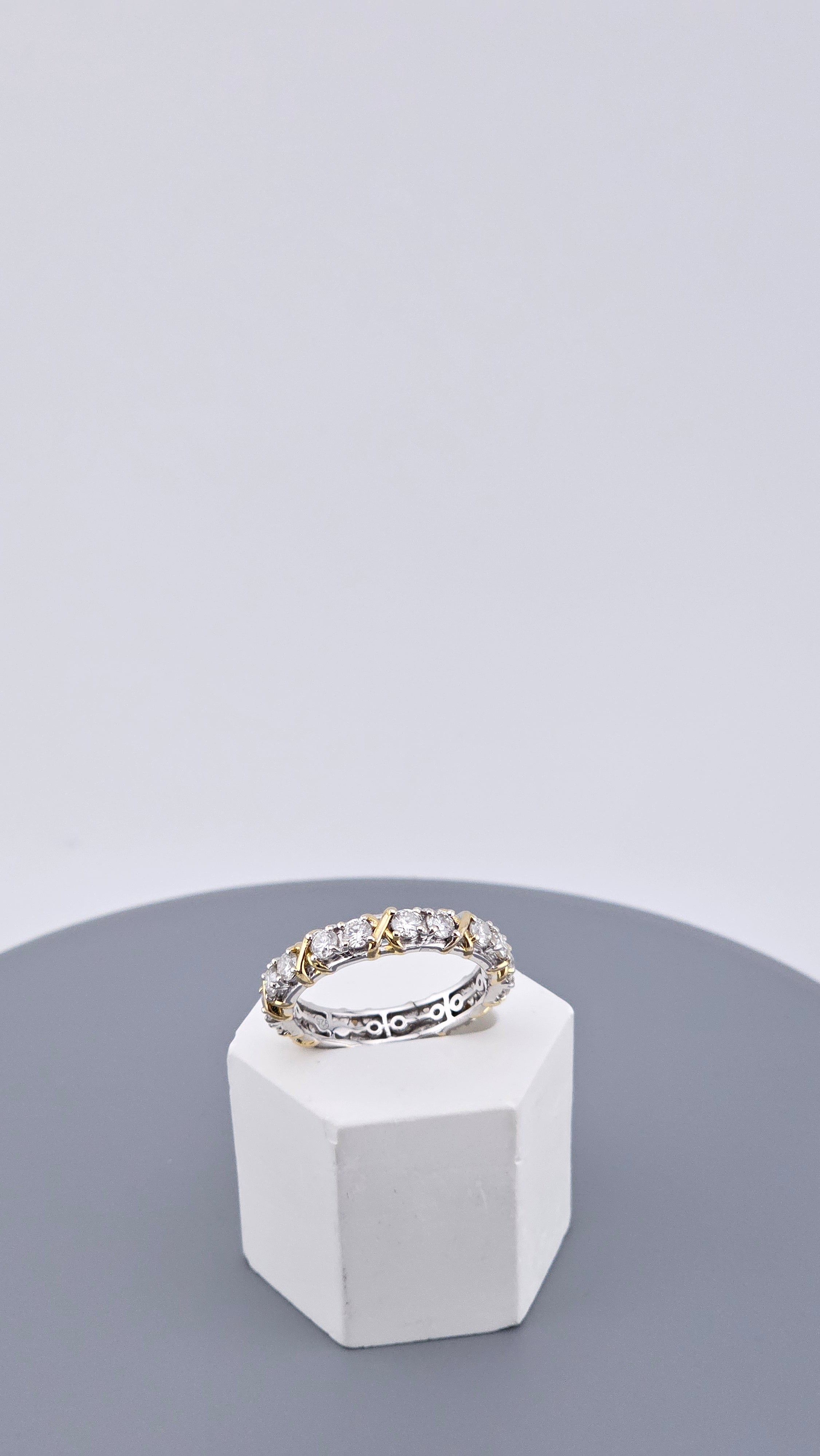 Two-Tone Moissanite Eternity Ring in 925 Sterling Silver ,Size UK T