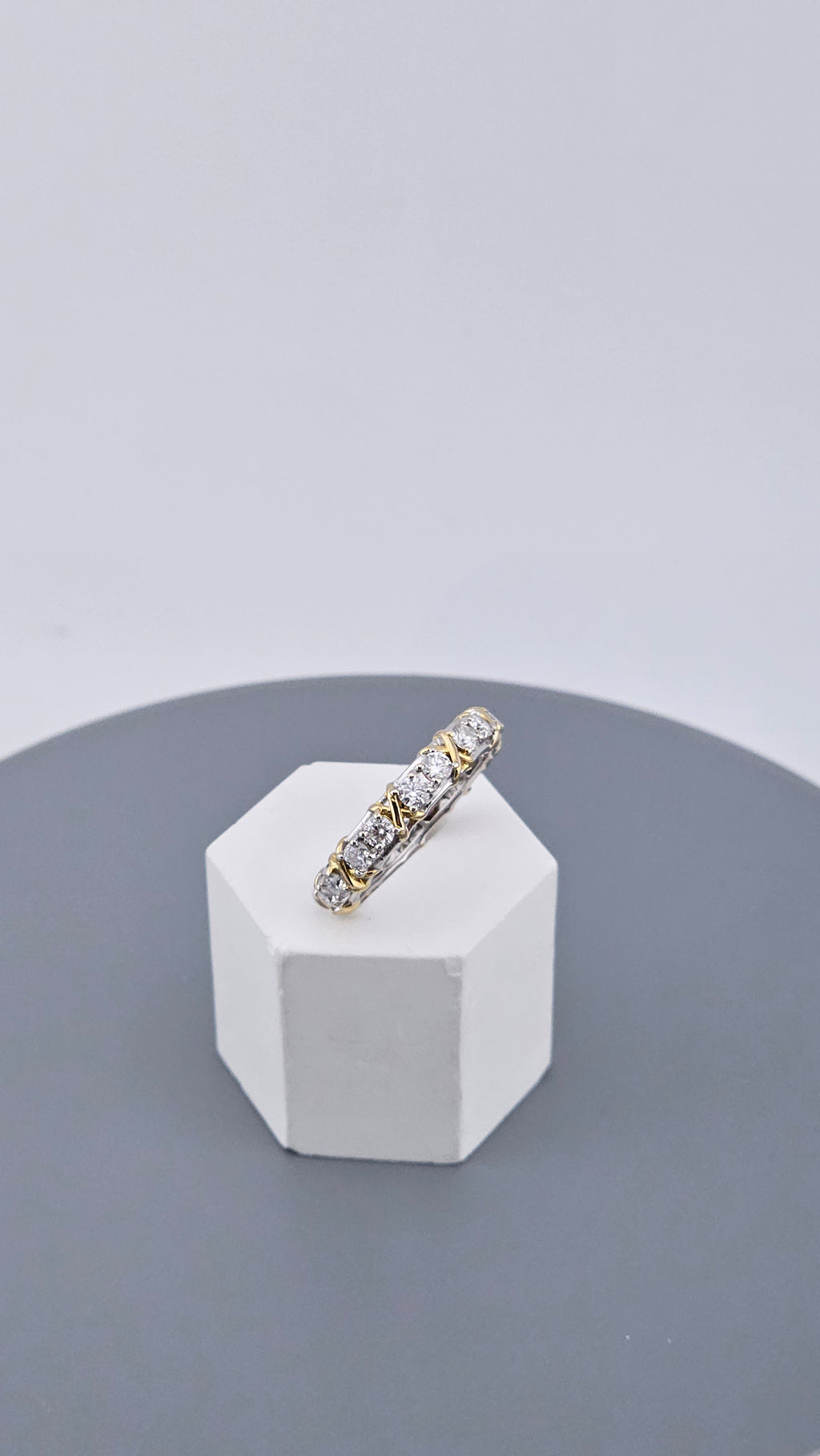 Two-Tone Moissanite Eternity Ring in 925 Sterling Silver ,Size UK T