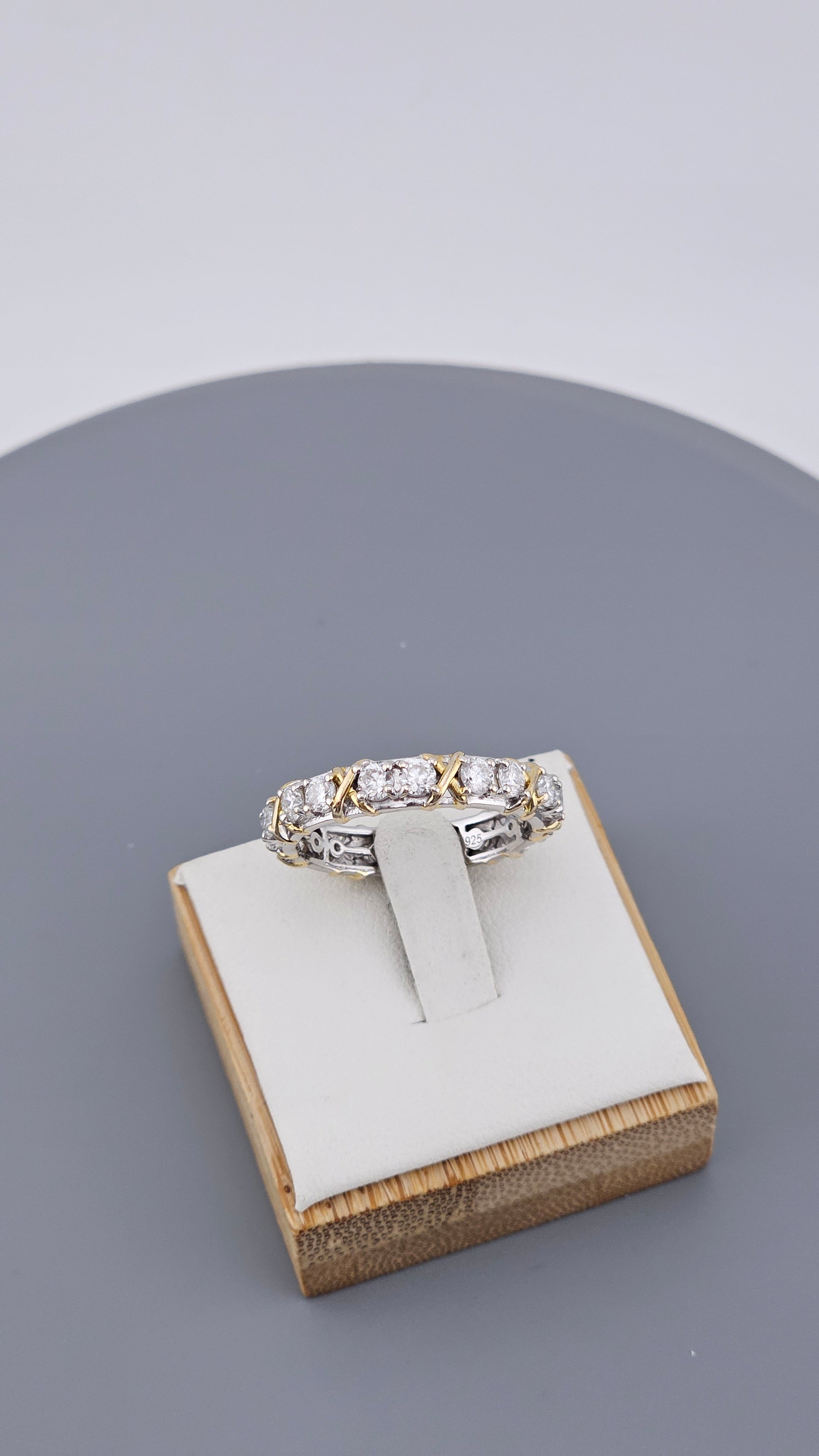 Two-Tone Moissanite Eternity Ring in 925 Sterling Silver ,Size UK T