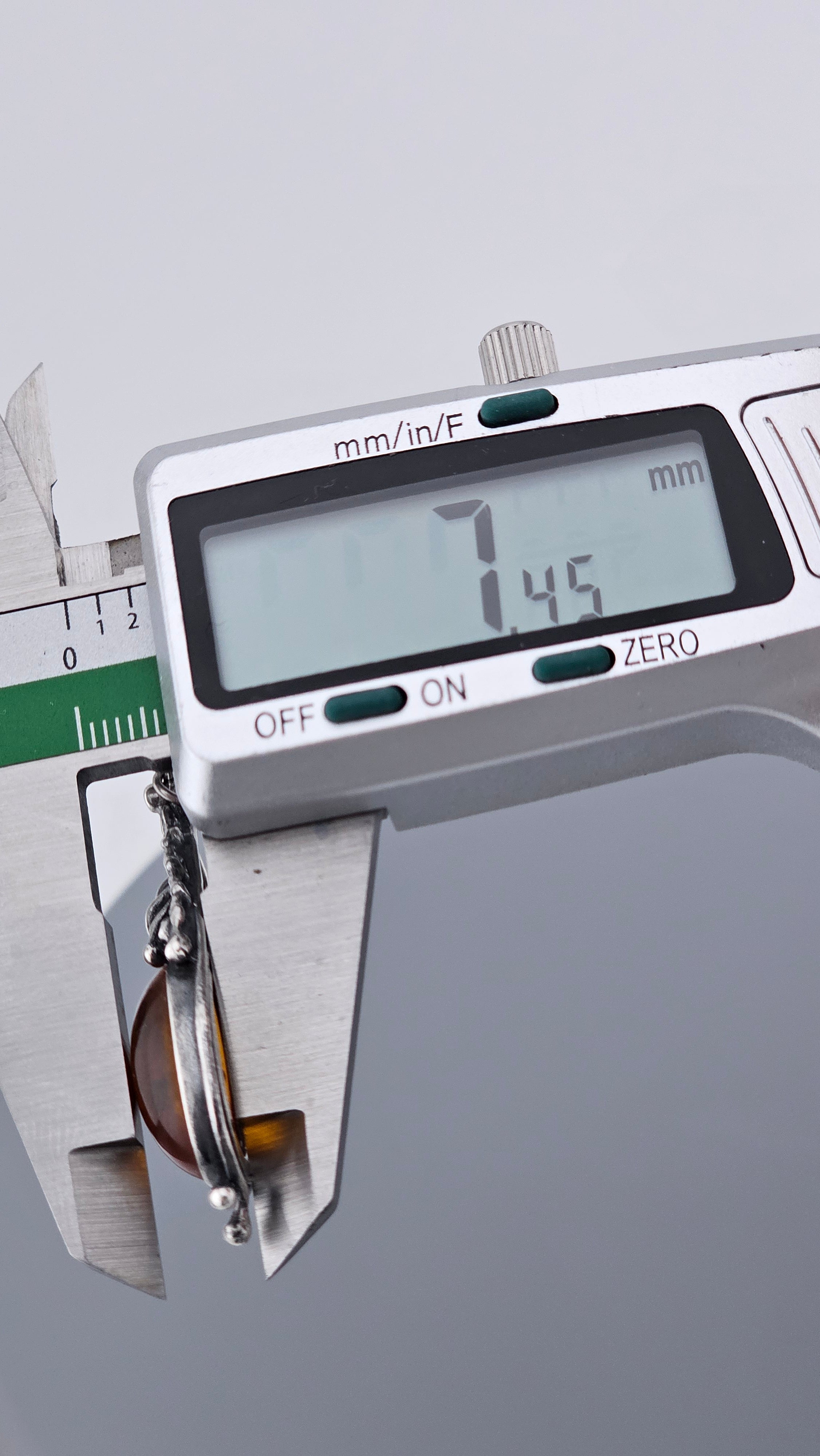 Vintage Baltic Amber & Sterling Silver Botanical Pendant