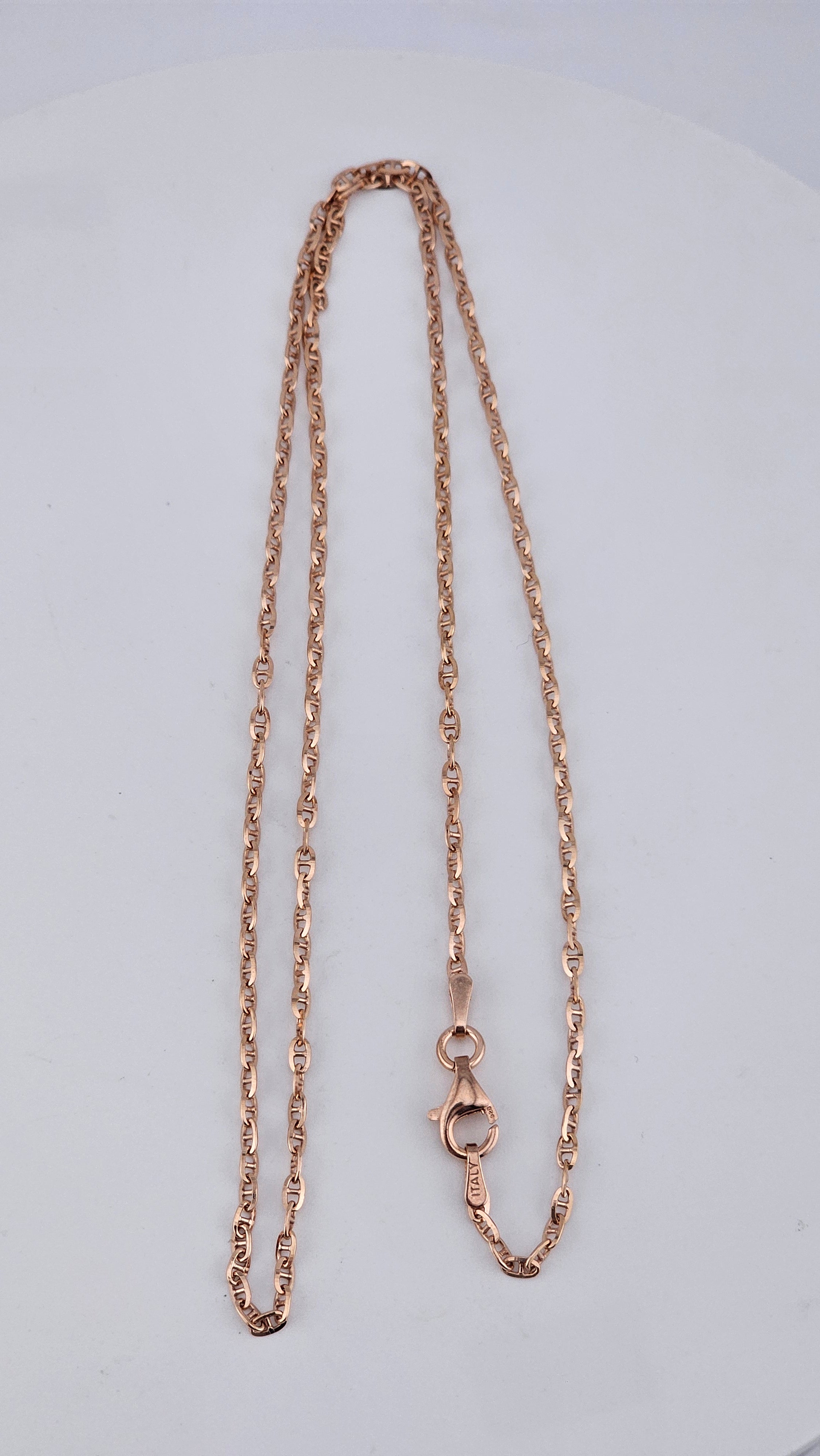 Italian Rose Gold Plated 925 Sterling Silver Flat Mariner Chain – 46cm / 18"