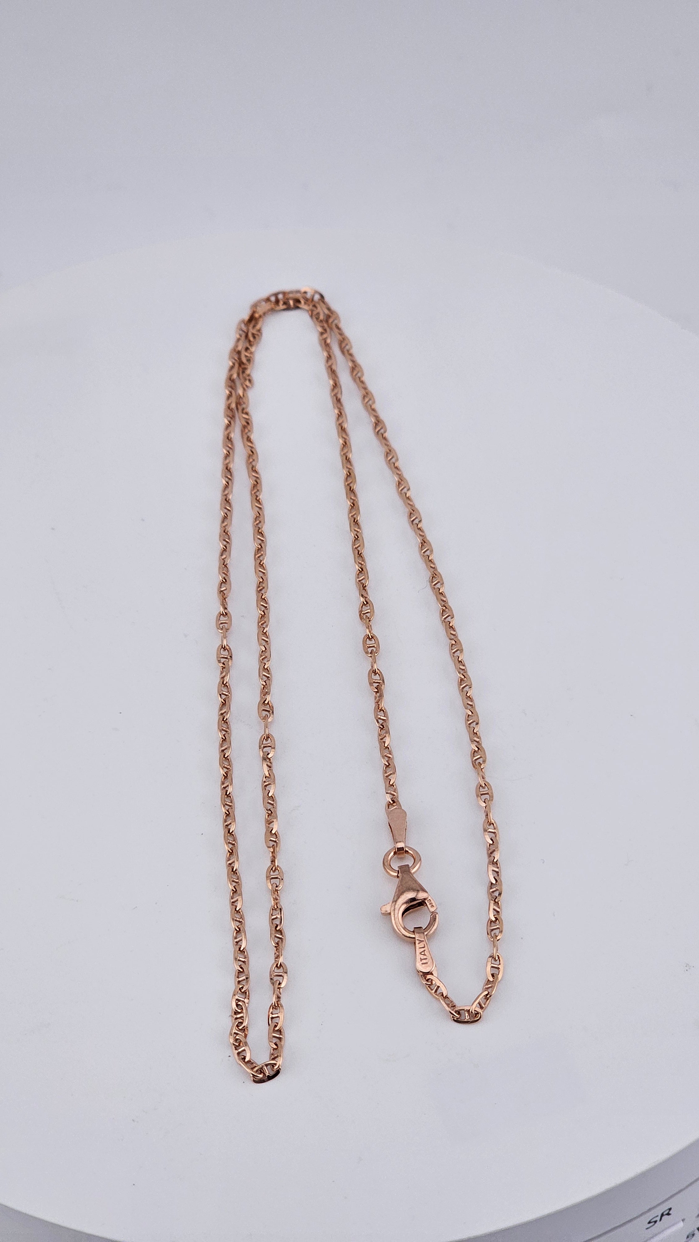 Italian Rose Gold Plated 925 Sterling Silver Flat Mariner Chain – 46cm / 18"