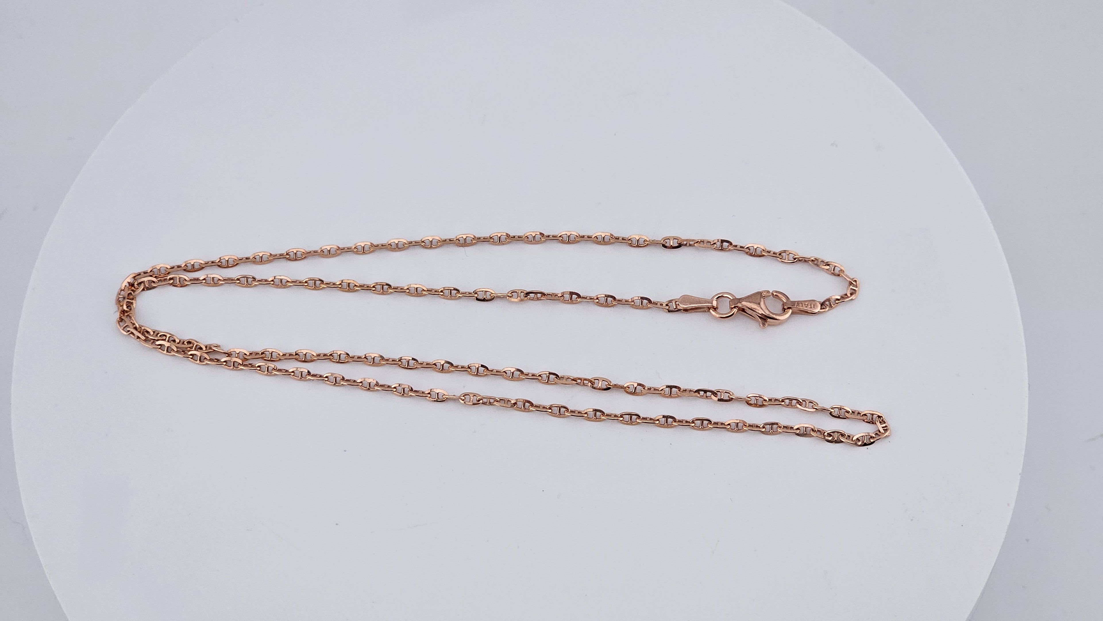 Italian Rose Gold Plated 925 Sterling Silver Flat Mariner Chain – 46cm / 18"
