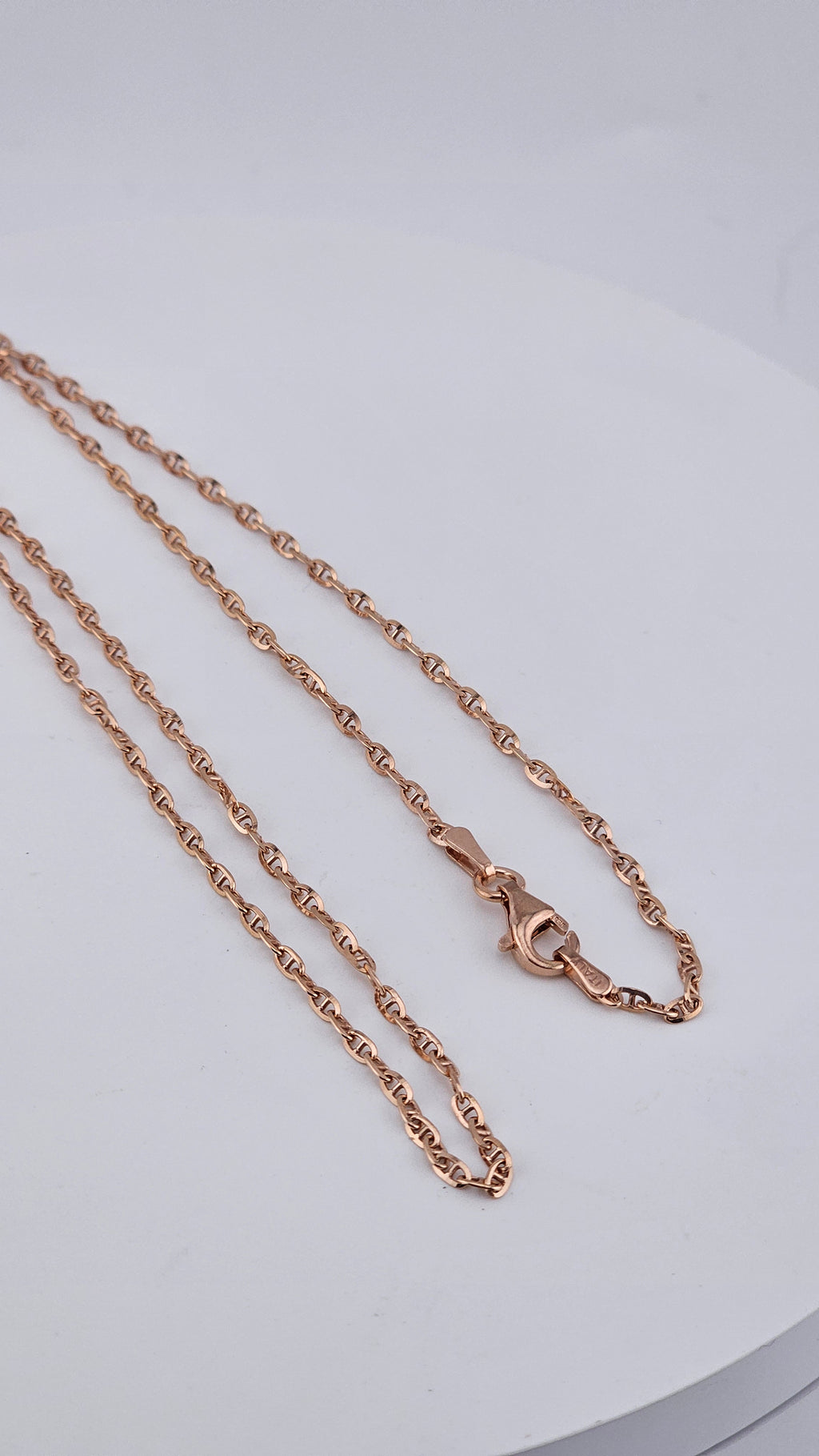 Italian Rose Gold Plated 925 Sterling Silver Flat Mariner Chain – 46cm / 18"