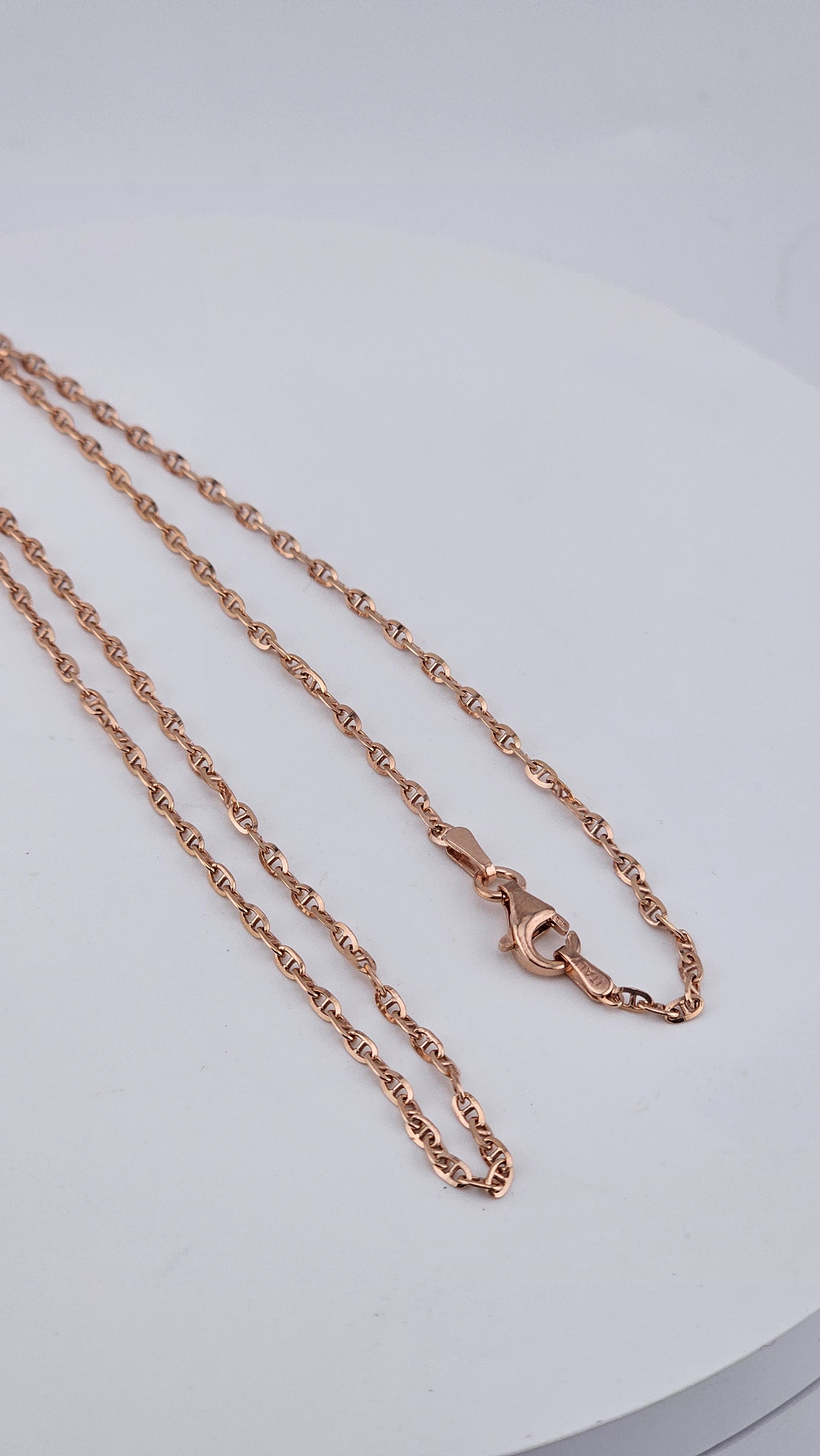 Italian Rose Gold Plated 925 Sterling Silver Flat Mariner Chain – 46cm / 18"