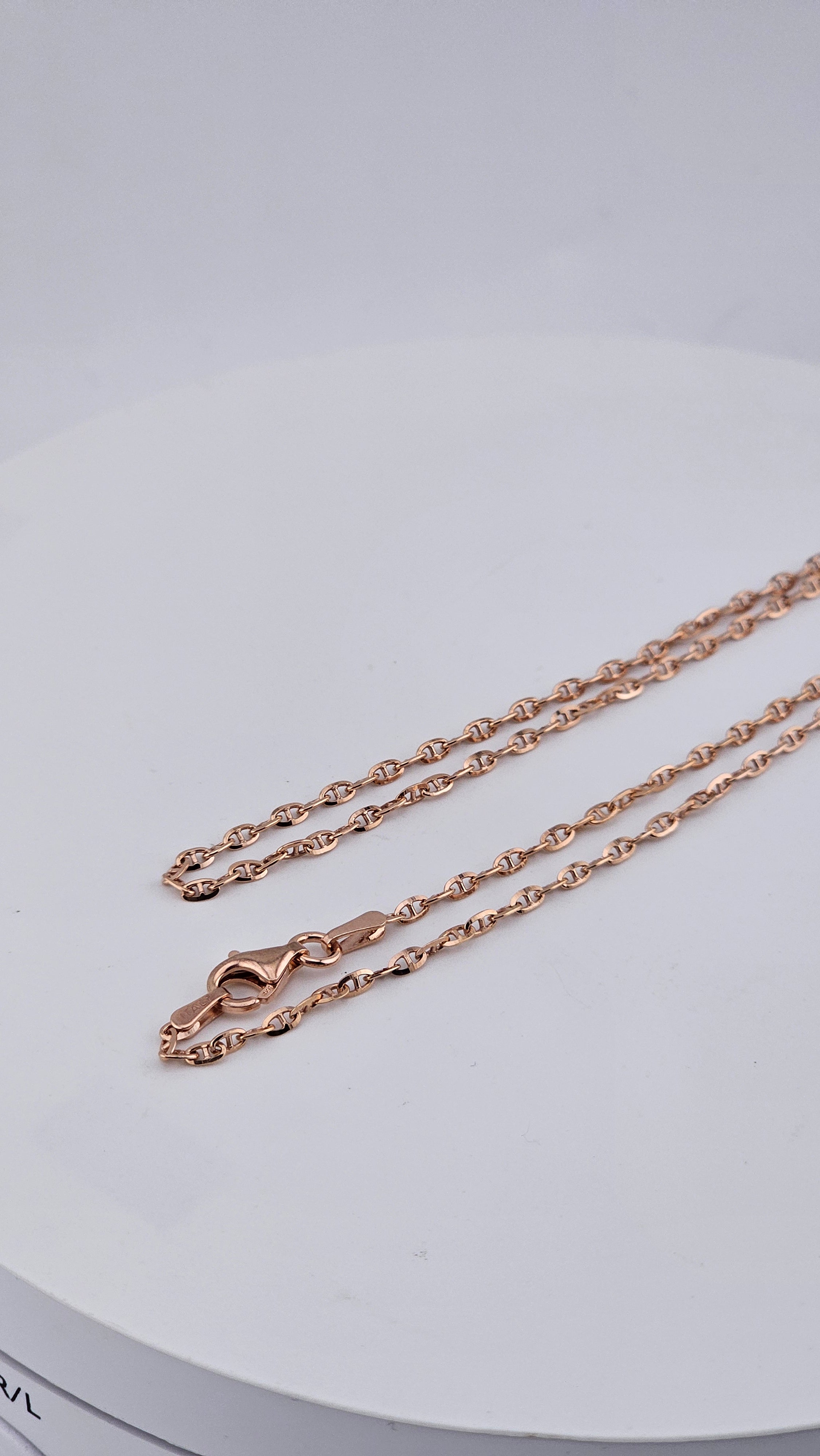 Italian Rose Gold Plated 925 Sterling Silver Flat Mariner Chain – 46cm / 18"