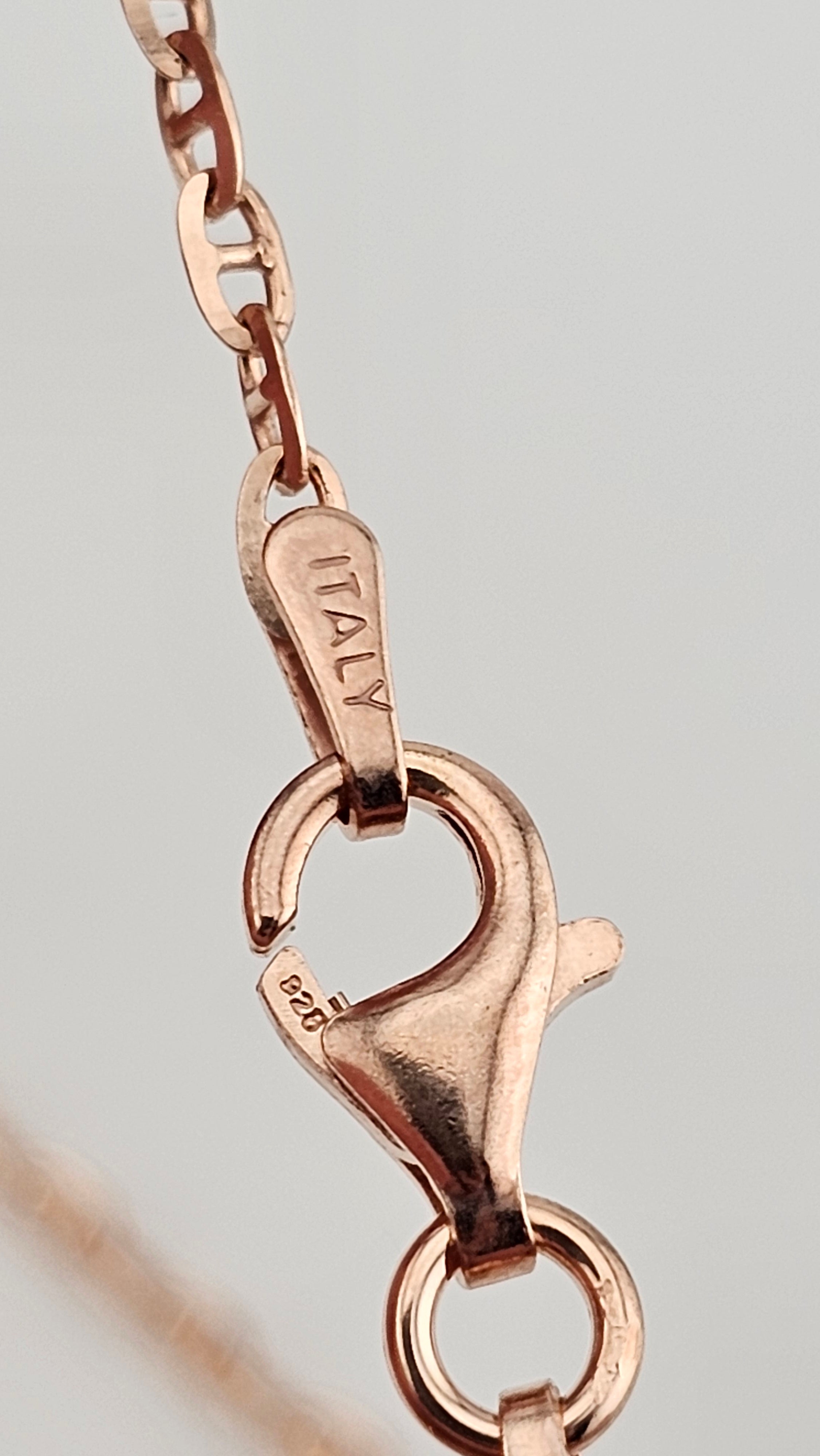 Italian Rose Gold Plated 925 Sterling Silver Flat Mariner Chain – 46cm / 18"