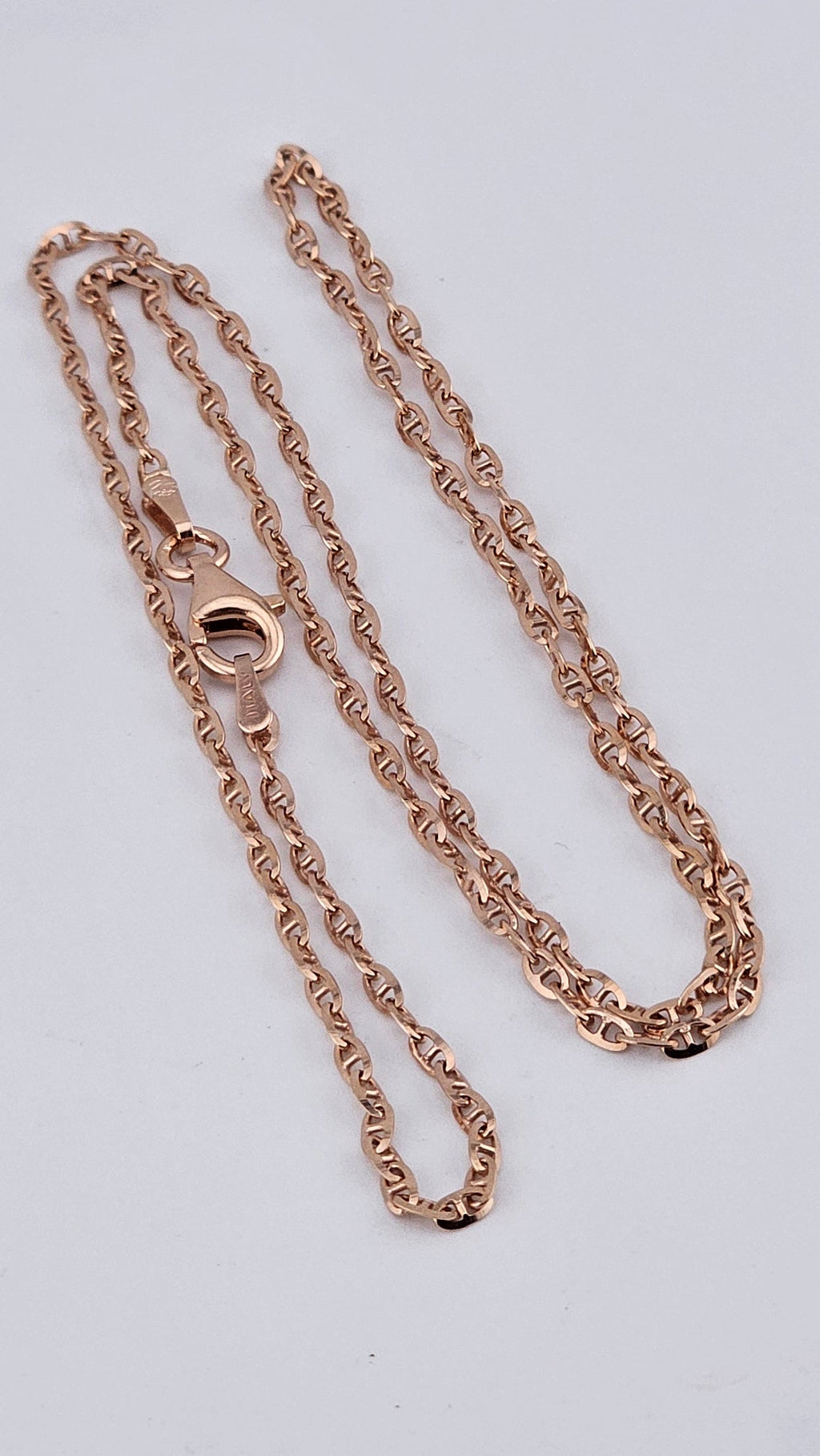 Italian Rose Gold Plated 925 Sterling Silver Flat Mariner Chain – 46cm / 18"