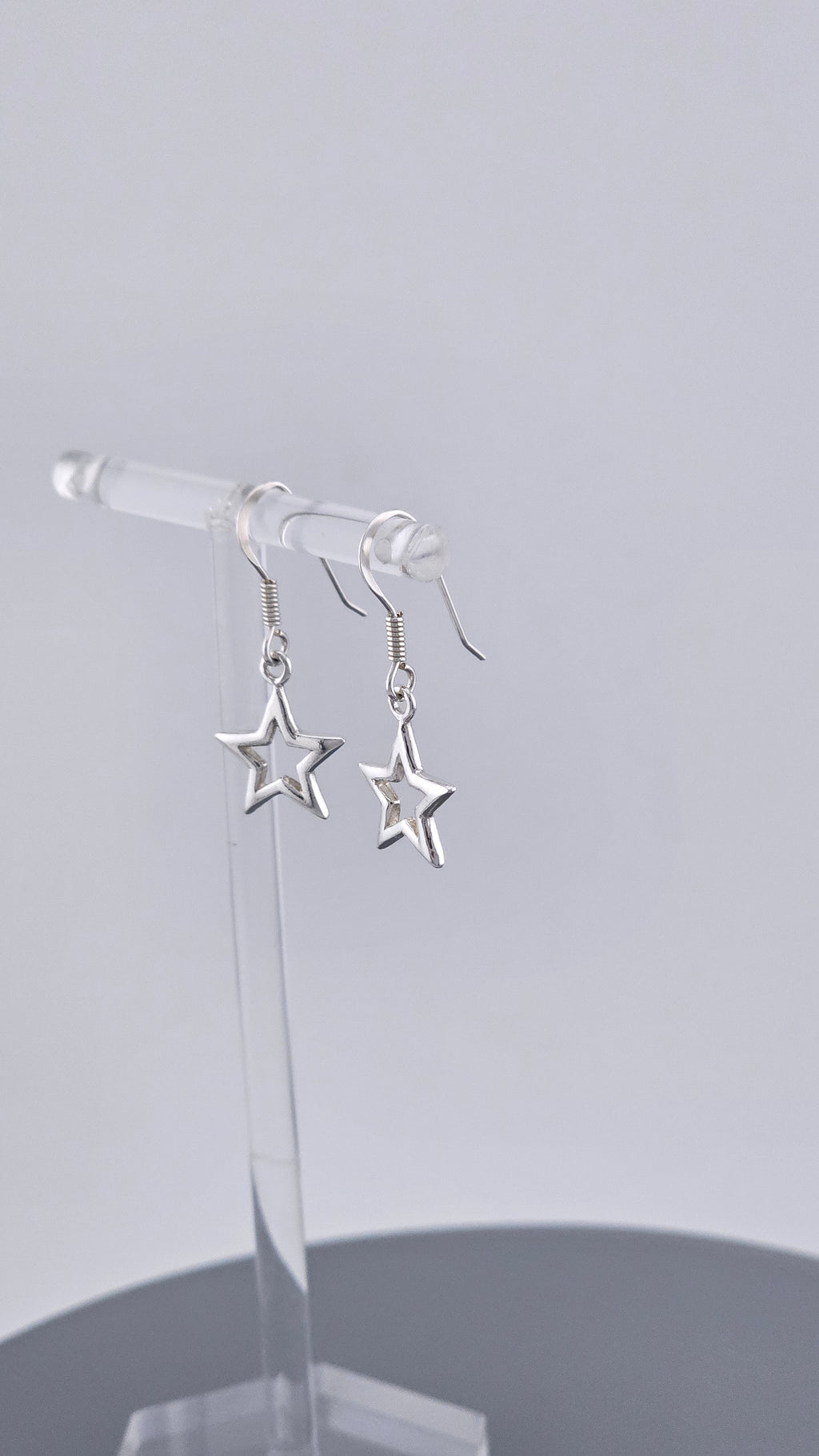 925 Sterling Silver Open Star Dangle Drop Earrings