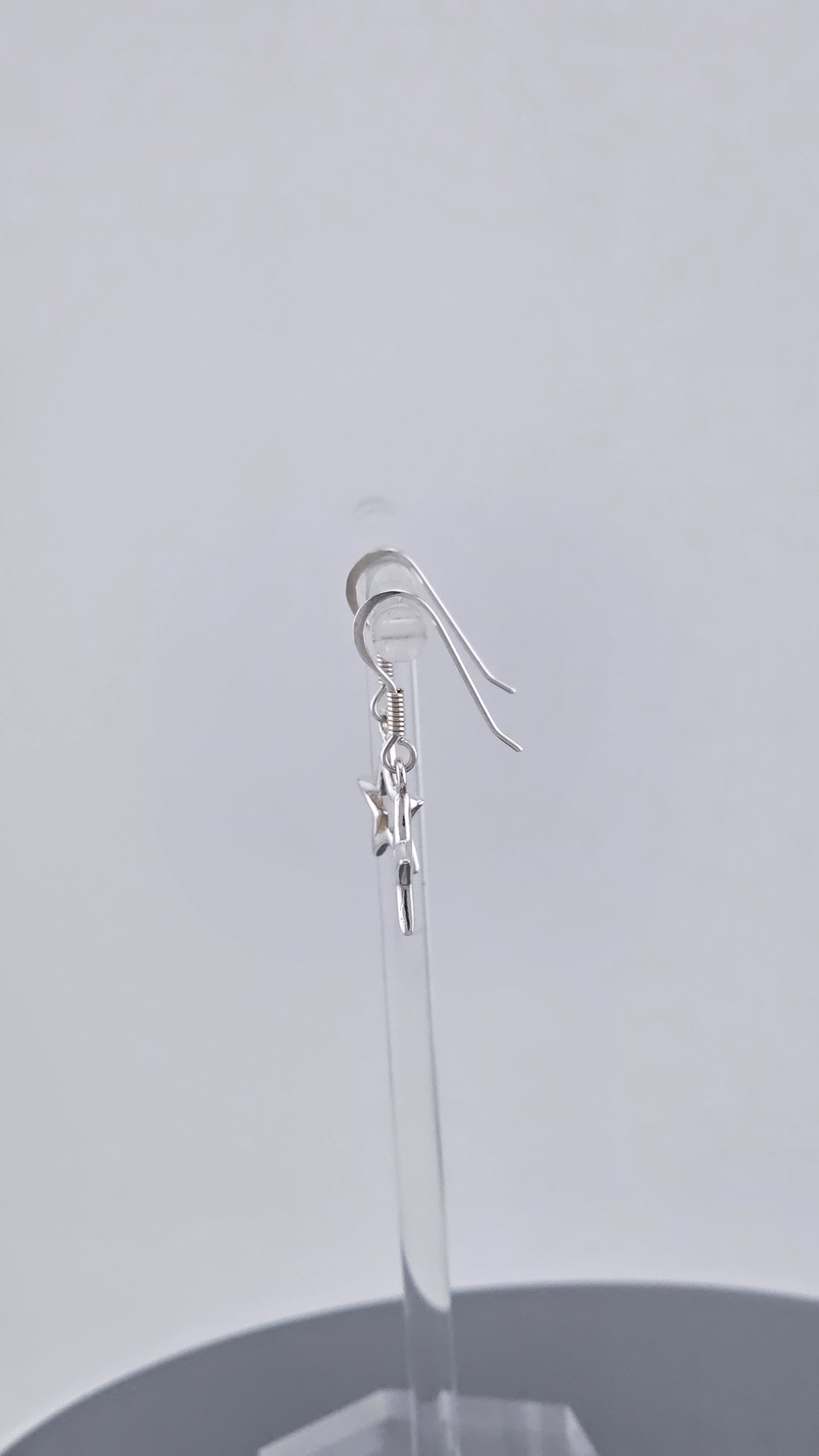 925 Sterling Silver Open Star Dangle Drop Earrings