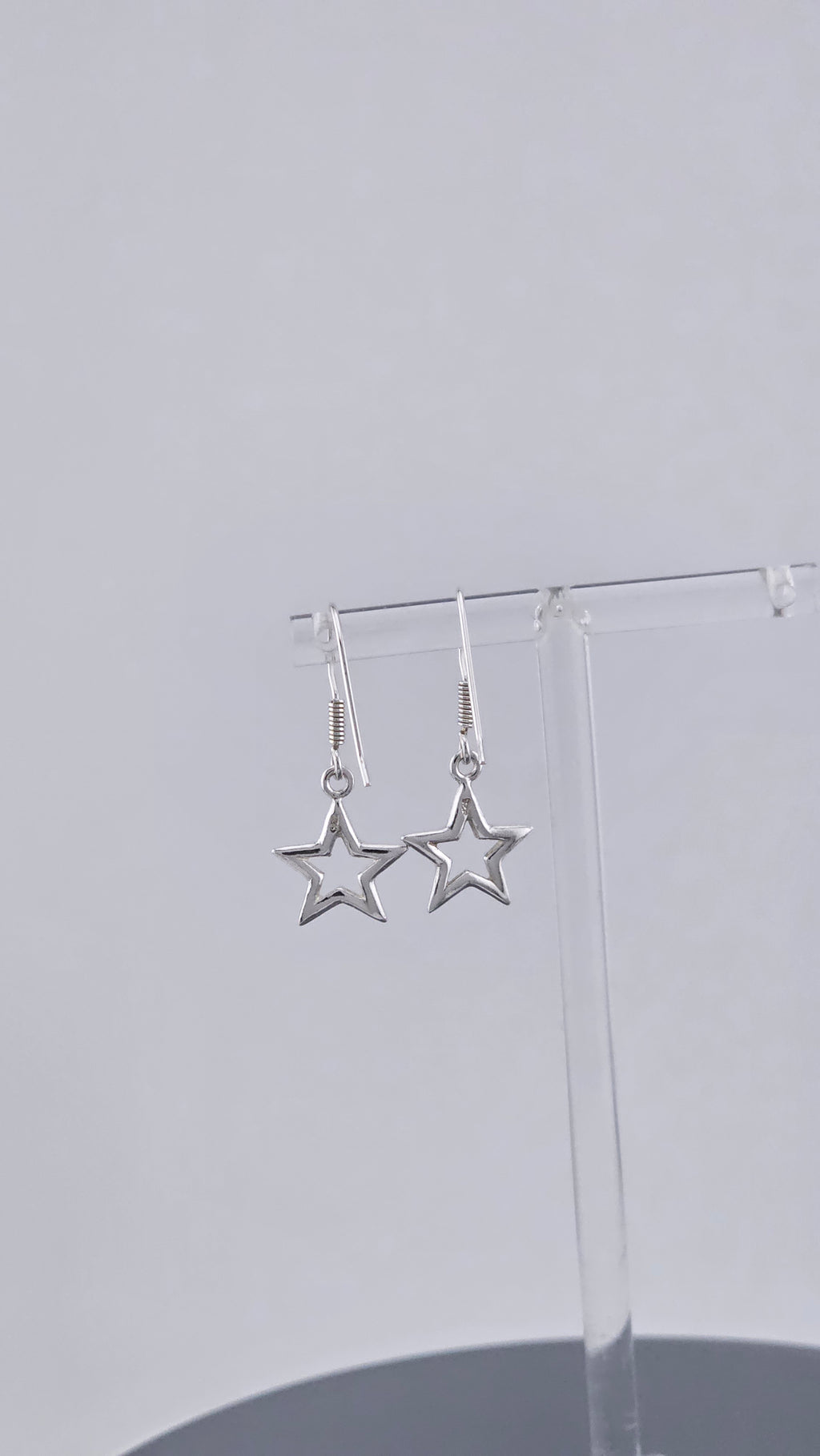 925 Sterling Silver Open Star Dangle Drop Earrings