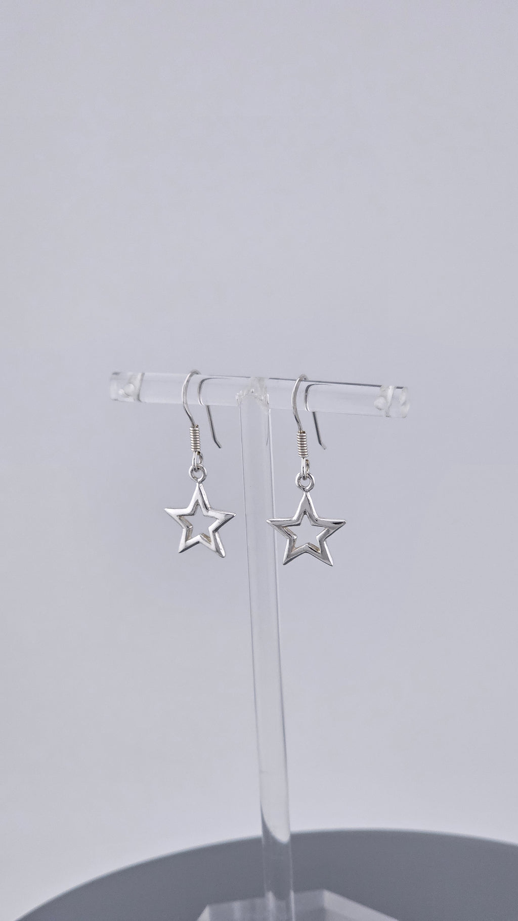 925 Sterling Silver Open Star Dangle Drop Earrings
