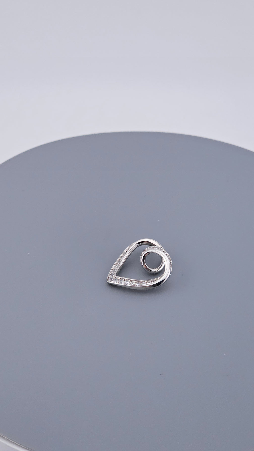 Modern 925 Sterling Silver CZ Open Heart Swirl Pendant