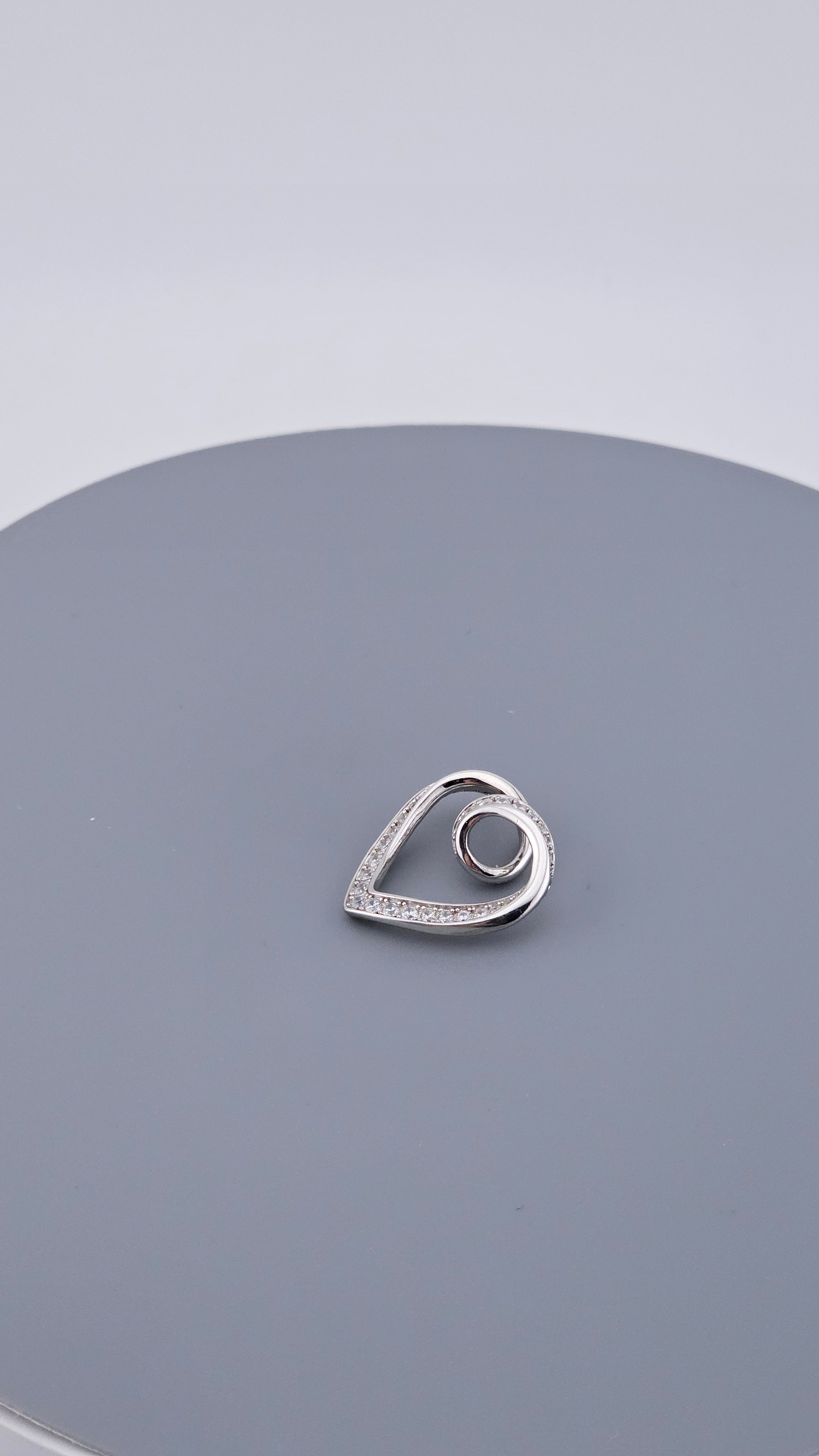 Modern 925 Sterling Silver CZ Open Heart Swirl Pendant