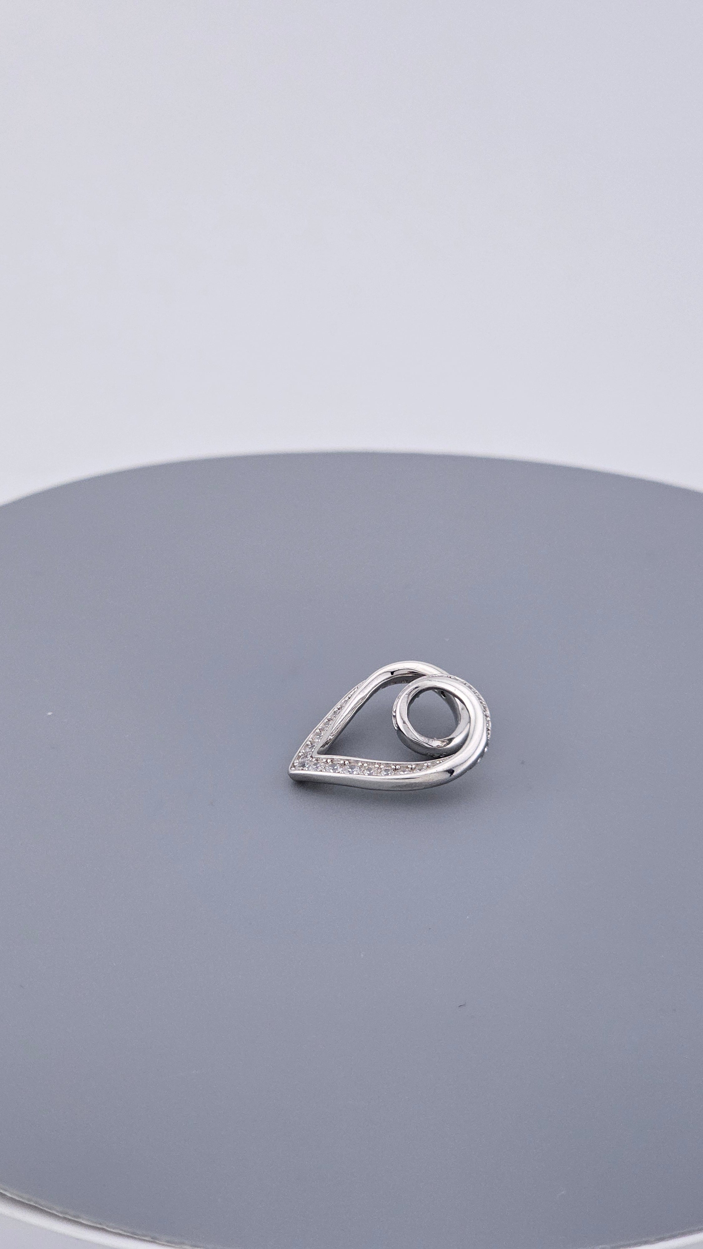 Modern 925 Sterling Silver CZ Open Heart Swirl Pendant