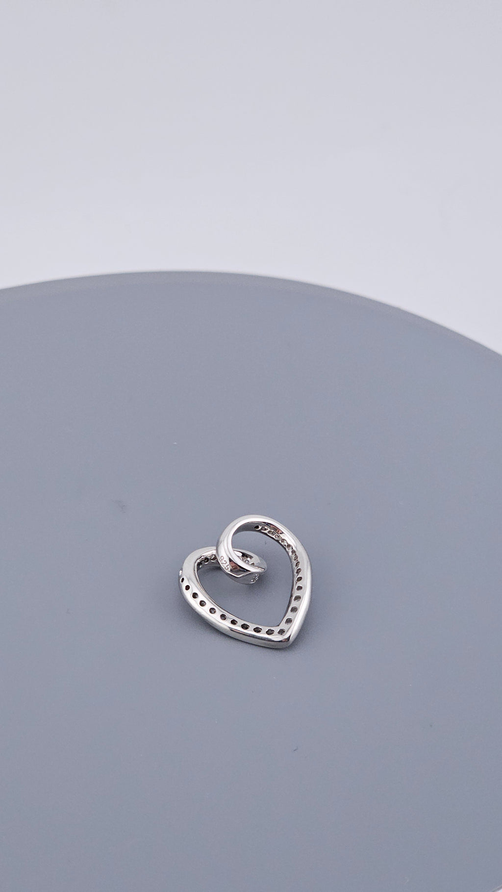 Modern 925 Sterling Silver CZ Open Heart Swirl Pendant