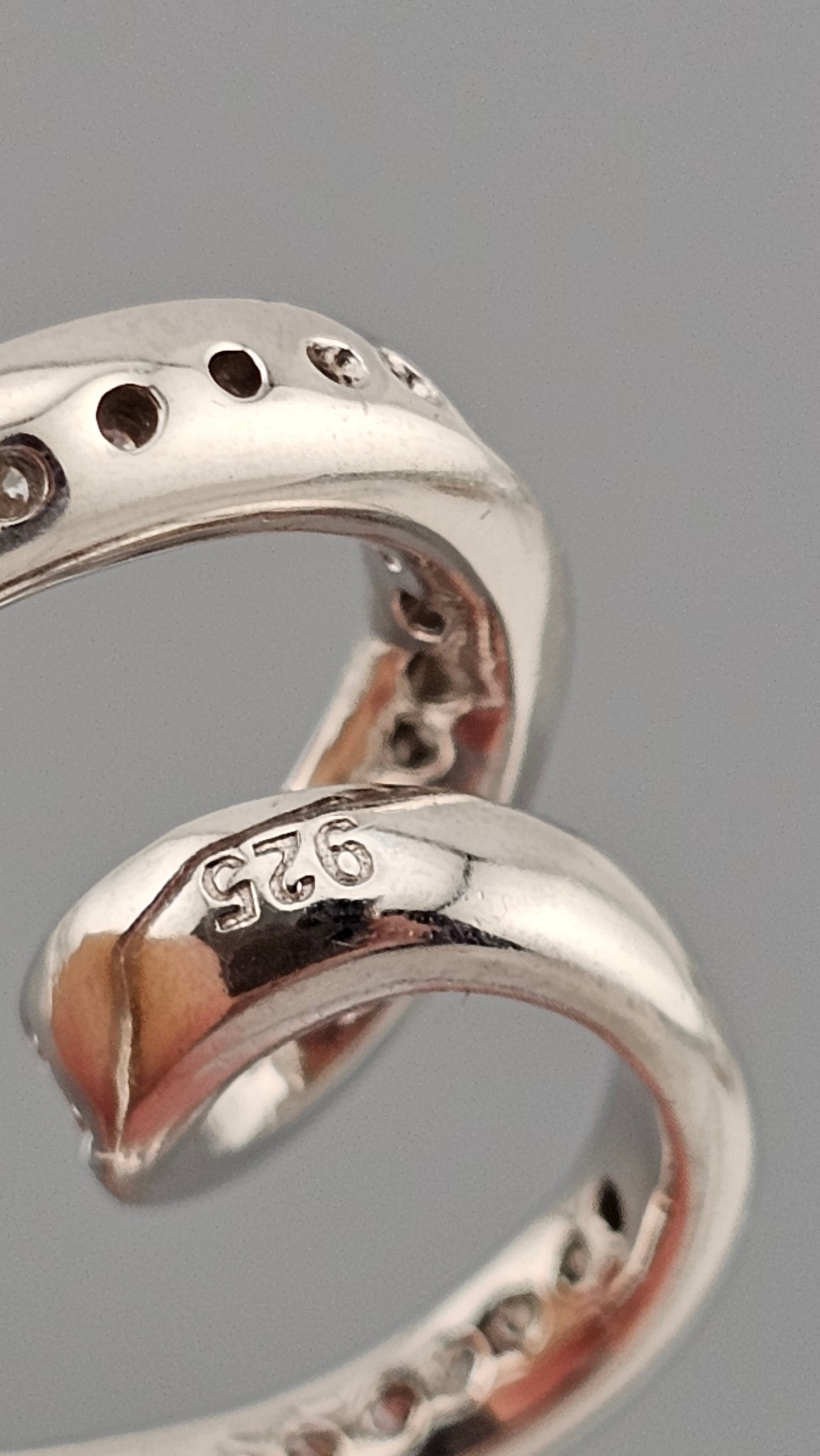 Modern 925 Sterling Silver CZ Open Heart Swirl Pendant