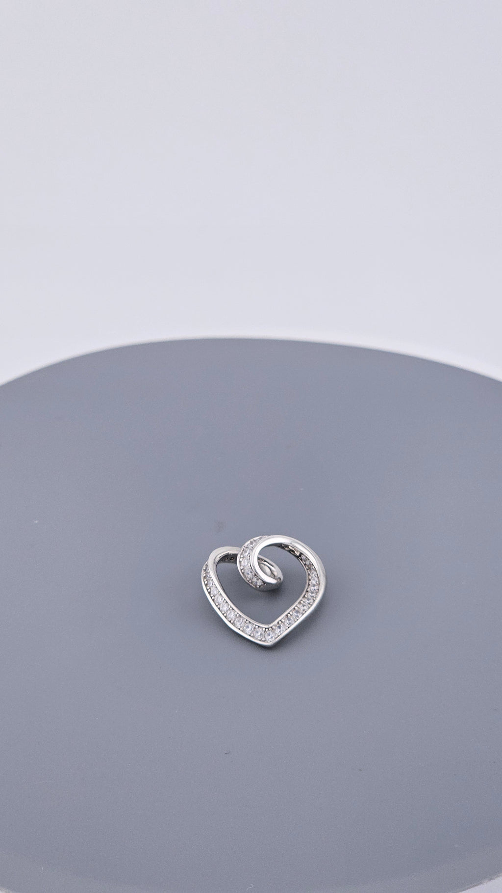 Modern 925 Sterling Silver CZ Open Heart Swirl Pendant