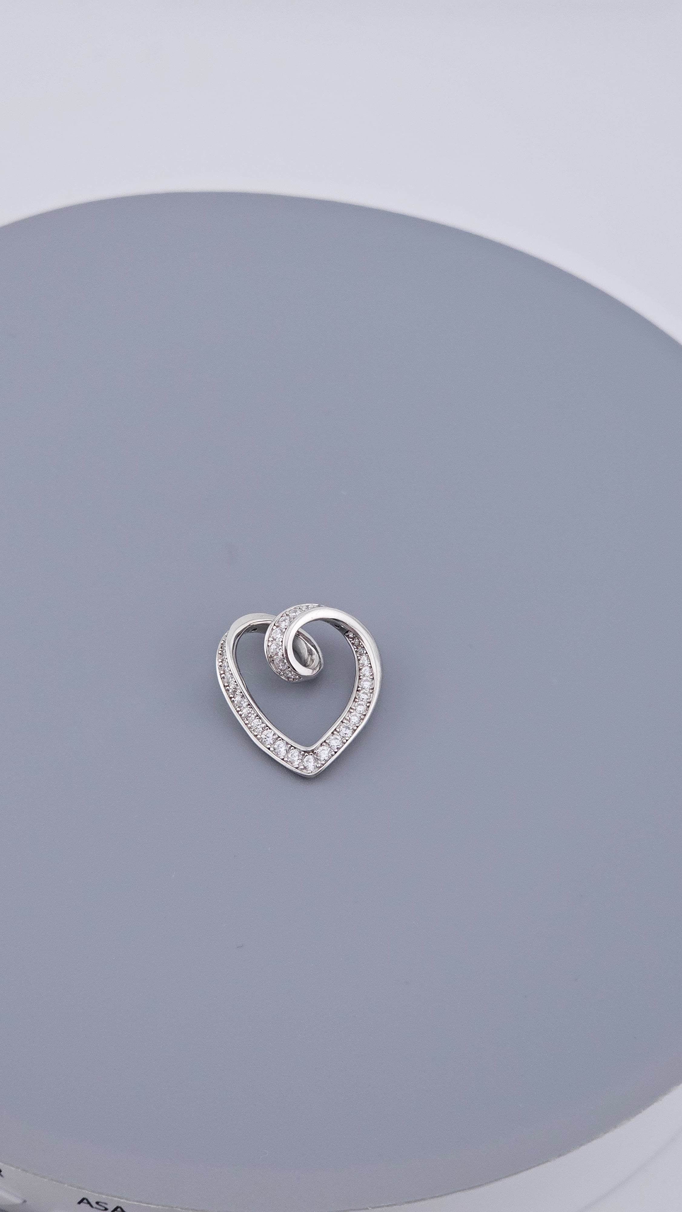 Modern 925 Sterling Silver CZ Open Heart Swirl Pendant