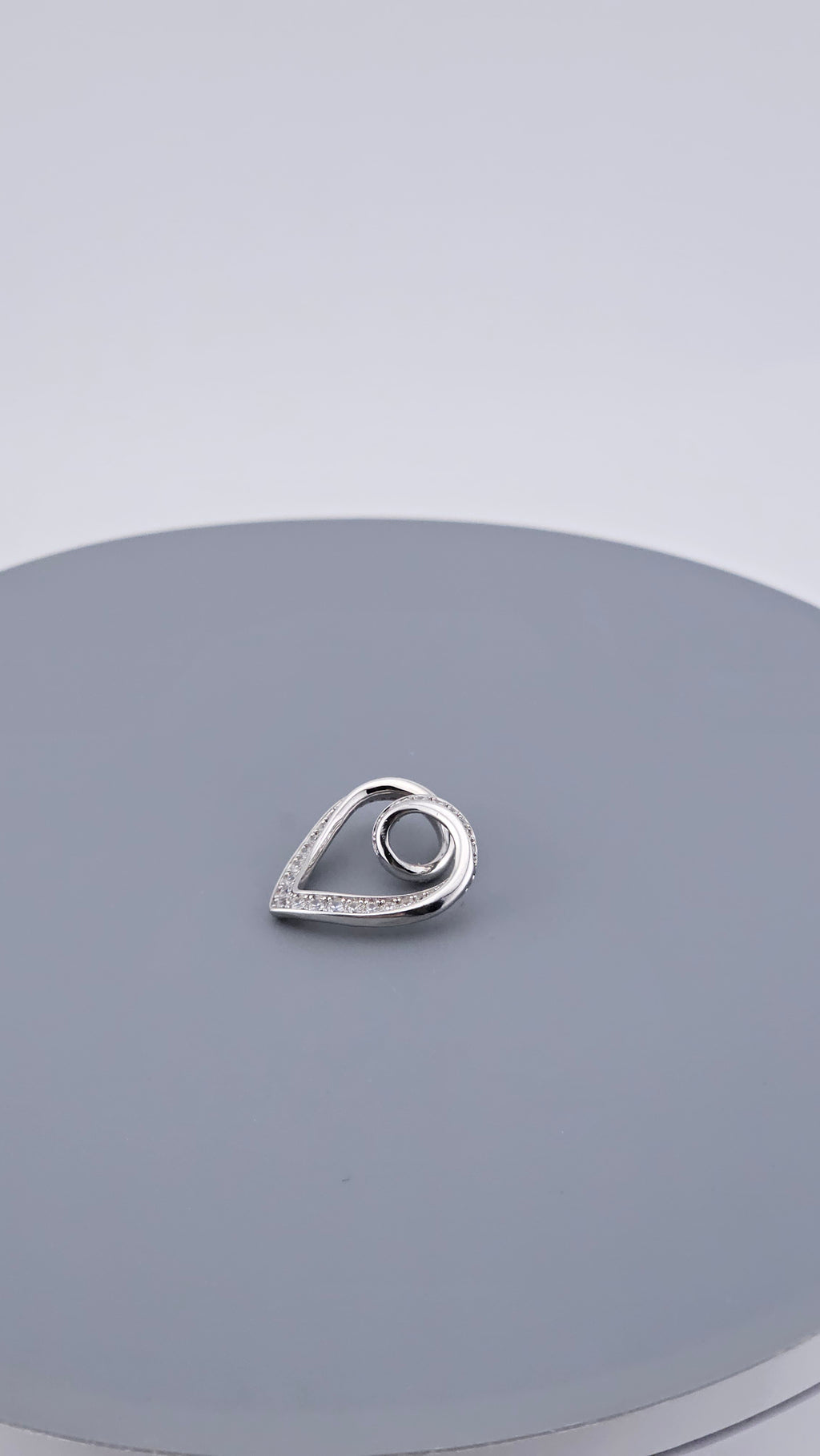 Modern 925 Sterling Silver CZ Open Heart Swirl Pendant