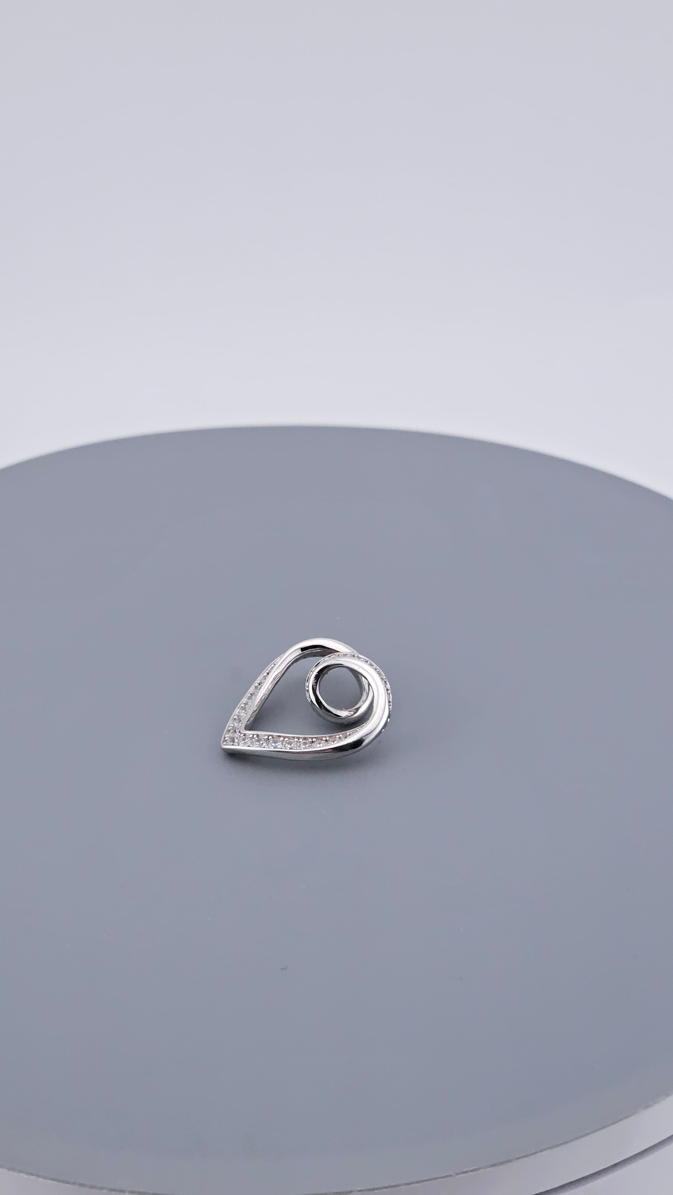 Modern 925 Sterling Silver CZ Open Heart Swirl Pendant