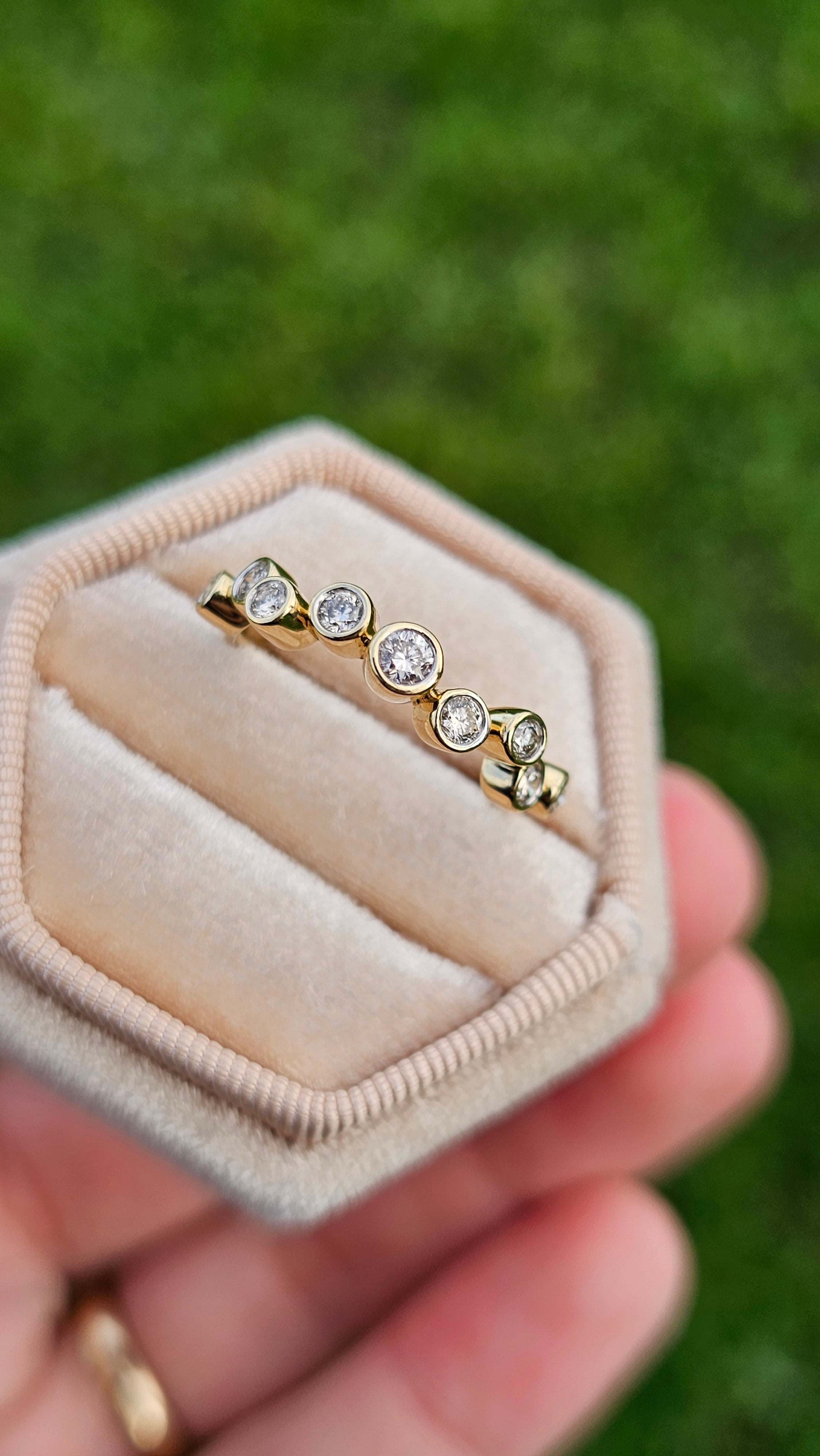 9ct Yellow Gold 0.55ct Natural Diamond Bubble Stacking Ring  Size P