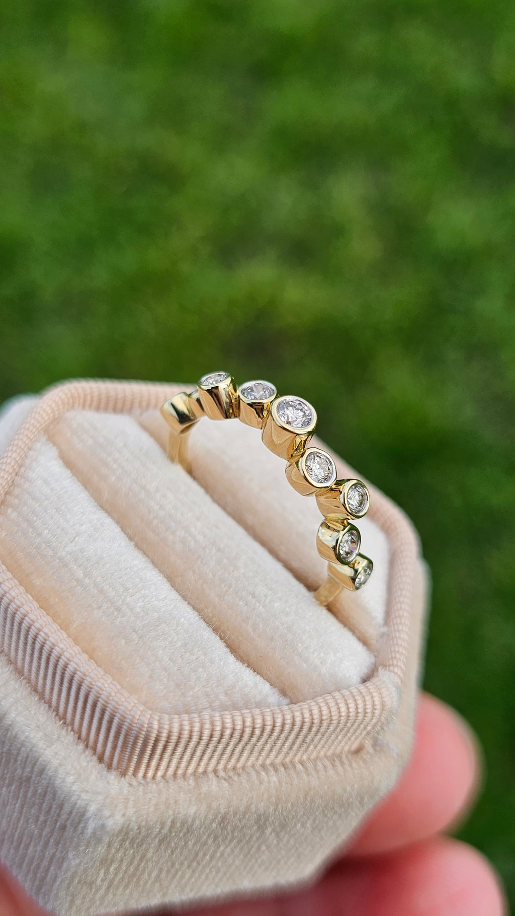 9ct Yellow Gold 0.55ct Natural Diamond Bubble Stacking Ring  Size P