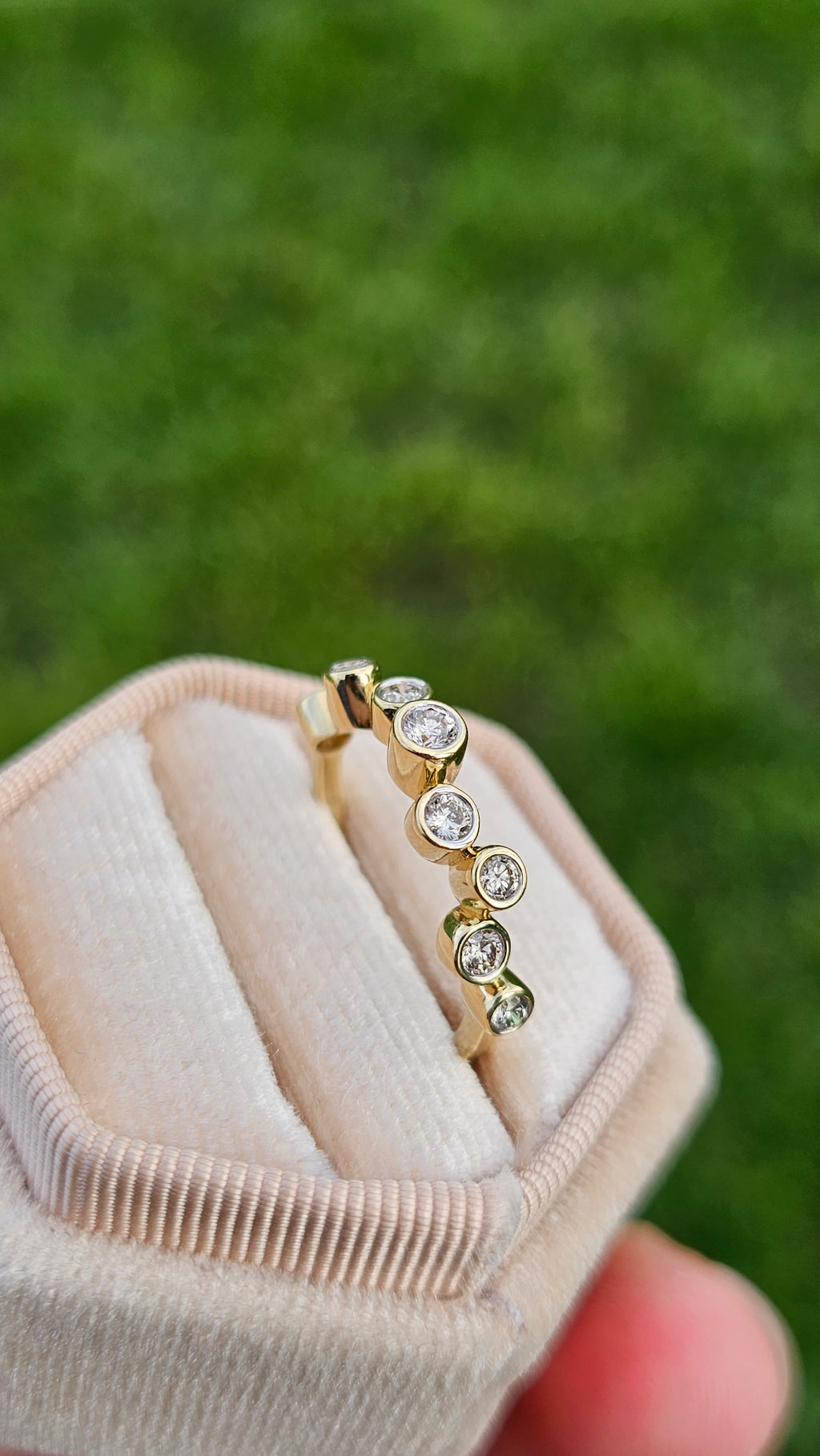 9ct Yellow Gold 0.55ct Natural Diamond Bubble Stacking Ring  Size P