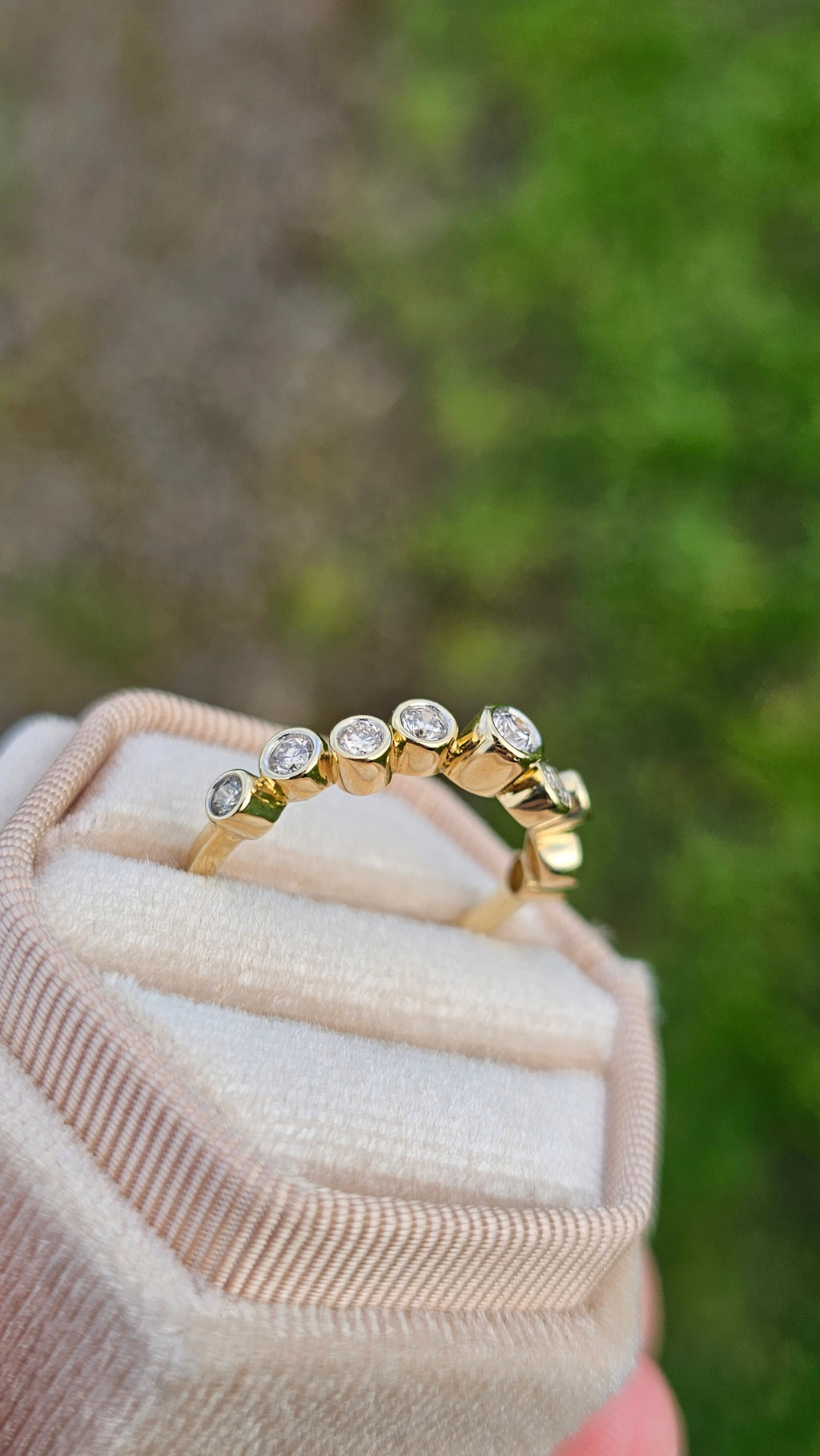 9ct Yellow Gold 0.55ct Natural Diamond Bubble Stacking Ring  Size P