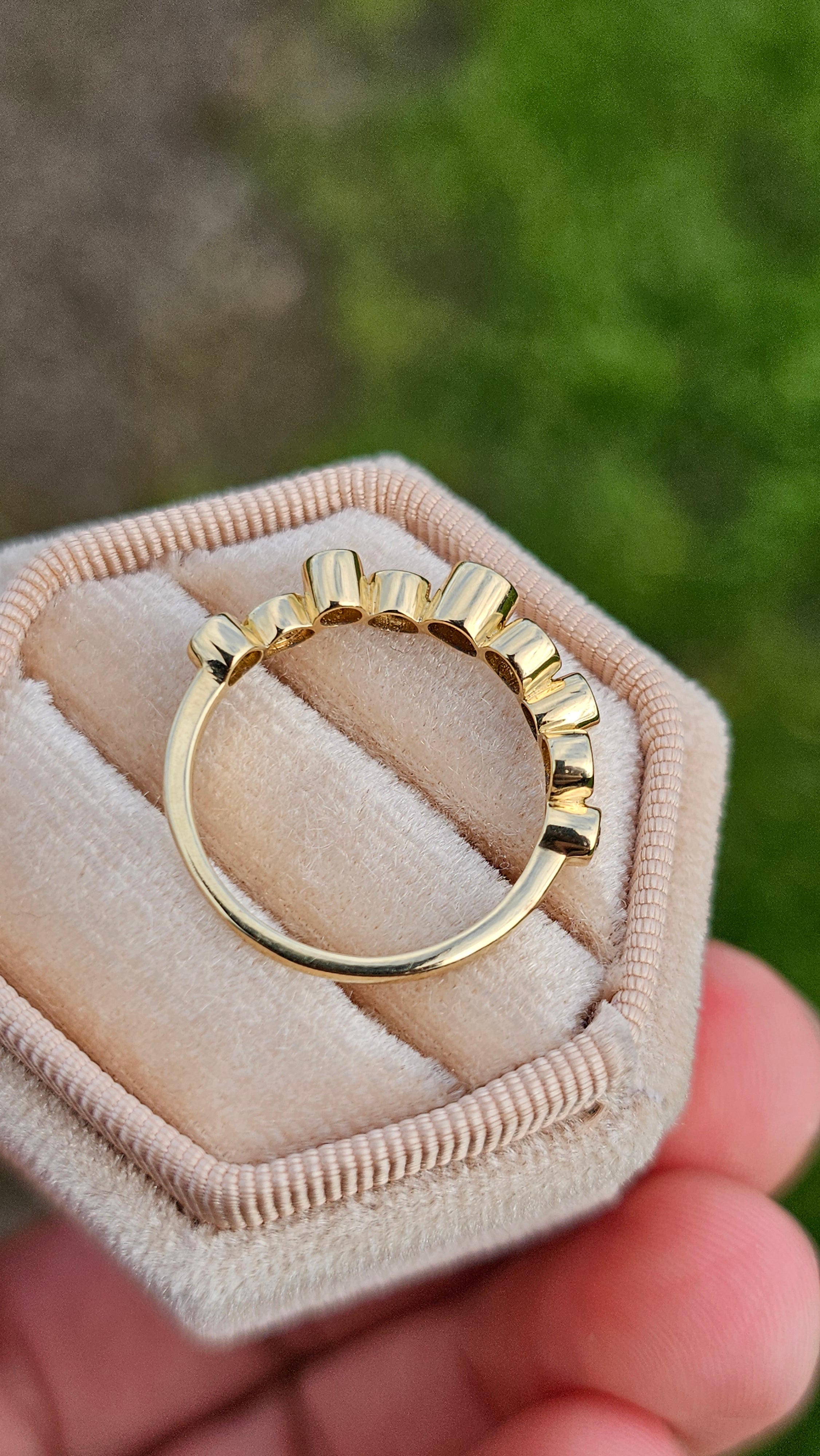 9ct Yellow Gold 0.55ct Natural Diamond Bubble Stacking Ring  Size P