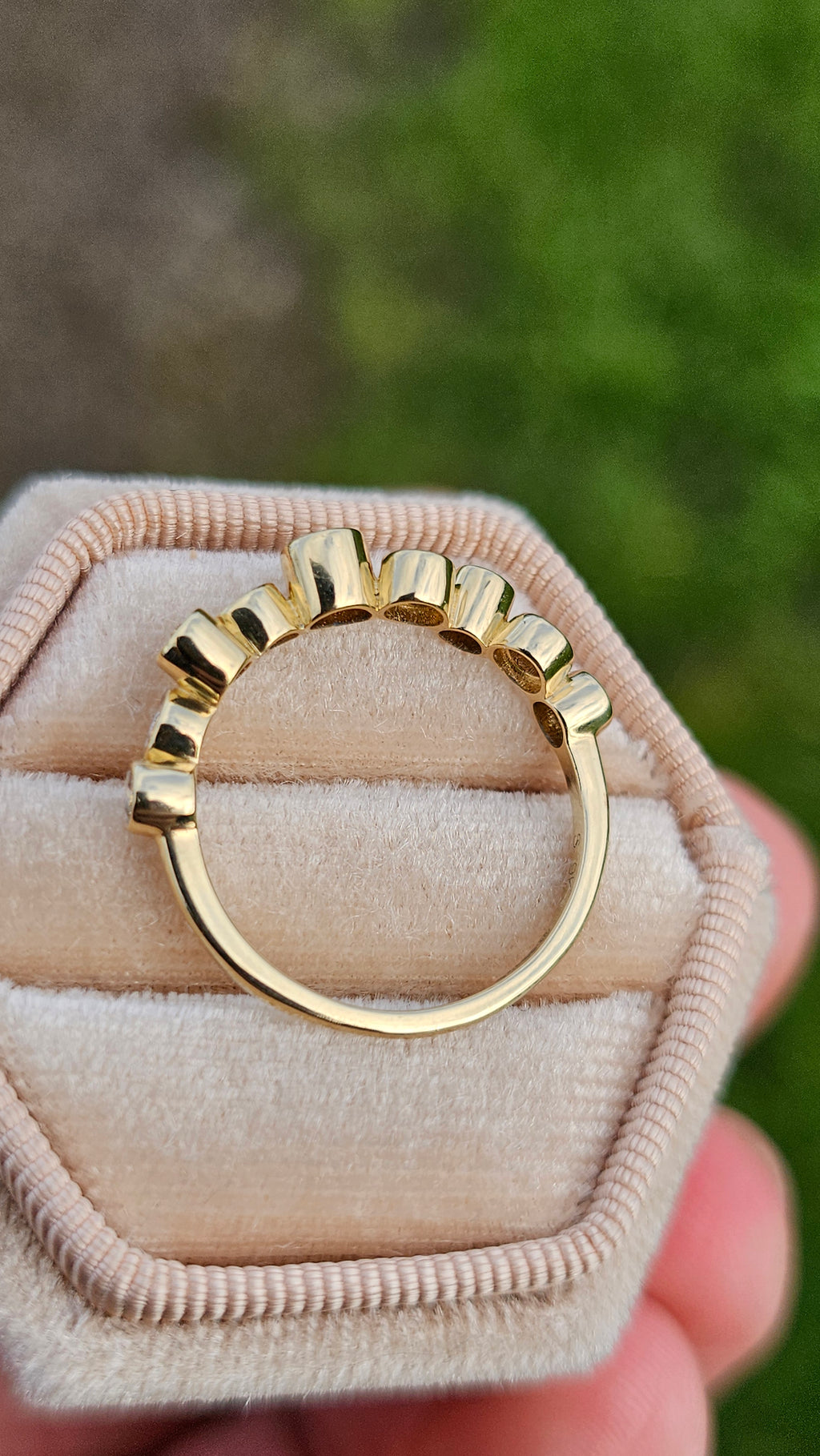 9ct Yellow Gold 0.55ct Natural Diamond Bubble Stacking Ring  Size P