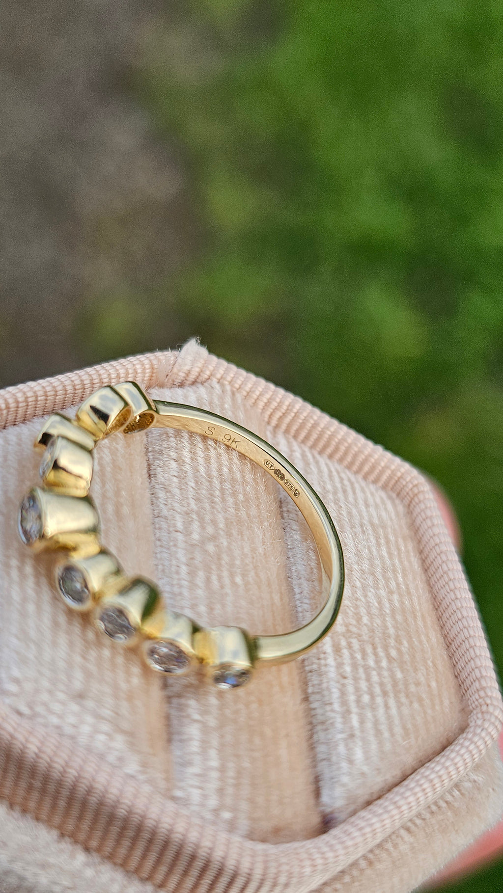 9ct Yellow Gold 0.55ct Natural Diamond Bubble Stacking Ring  Size P