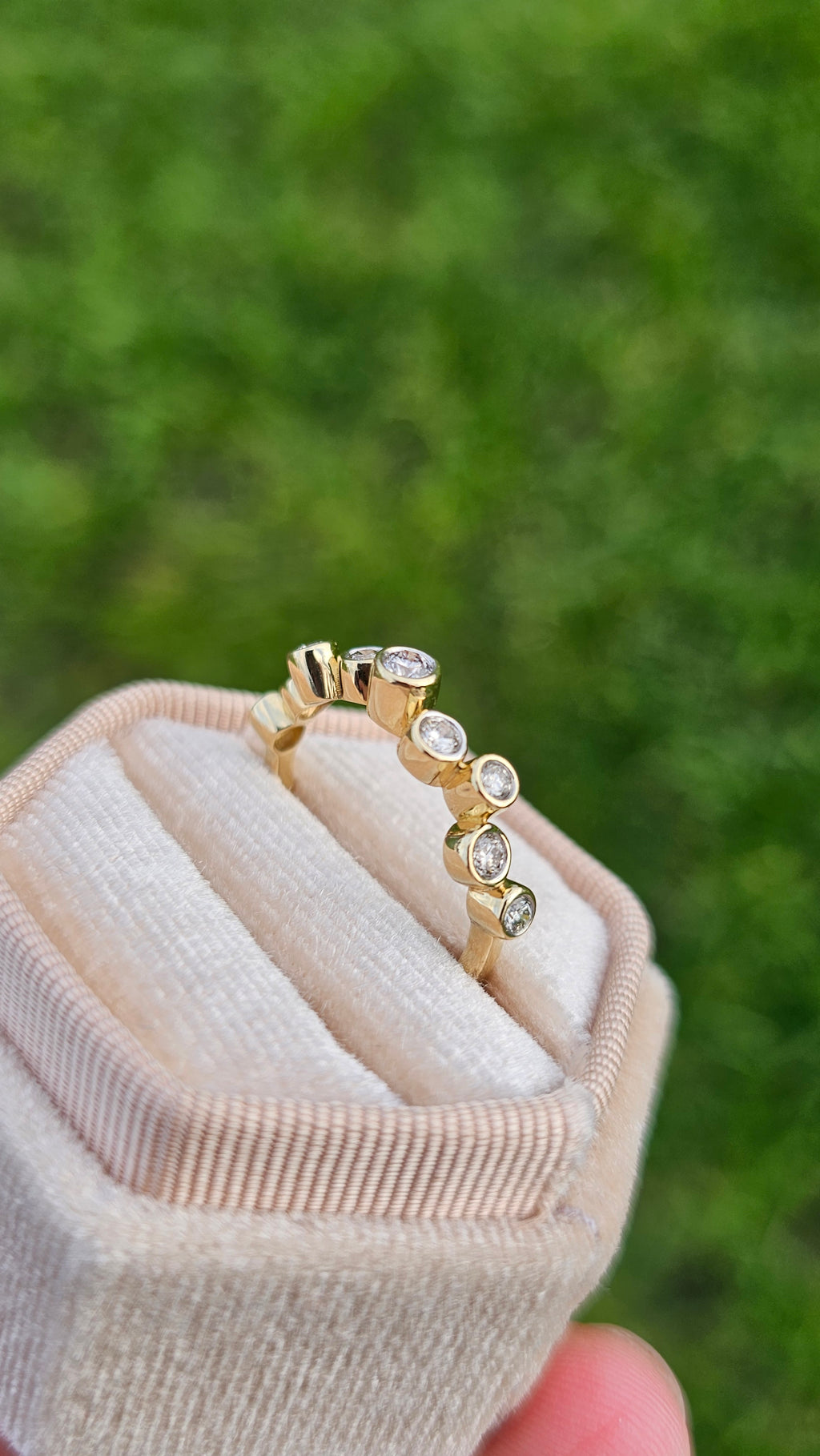 9ct Yellow Gold 0.55ct Natural Diamond Bubble Stacking Ring  Size P