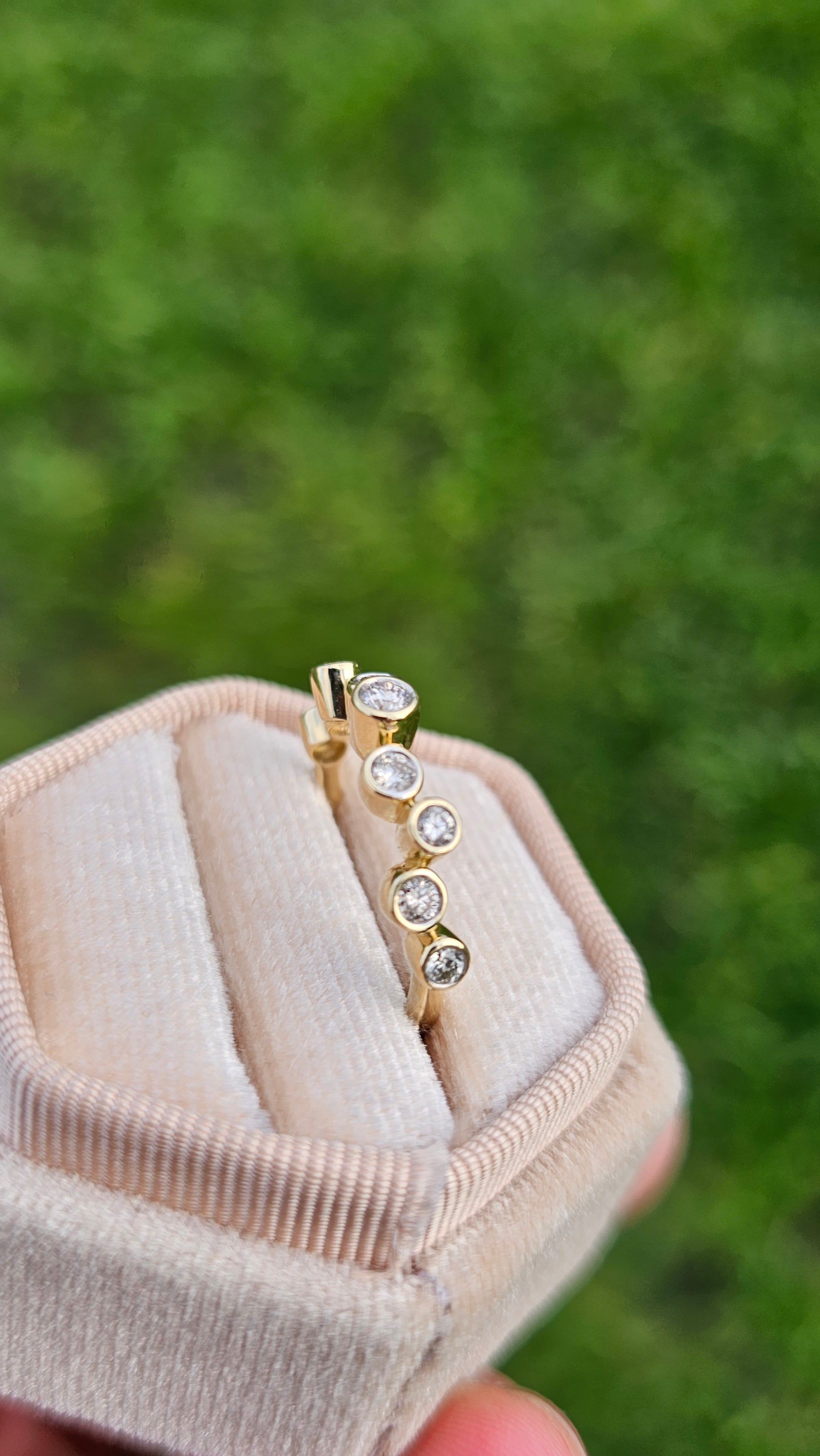 9ct Yellow Gold 0.55ct Natural Diamond Bubble Stacking Ring  Size P