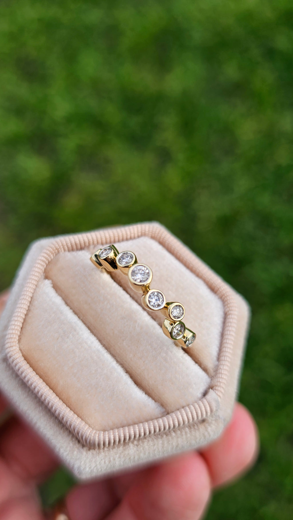 9ct Yellow Gold 0.55ct Natural Diamond Bubble Stacking Ring  Size P