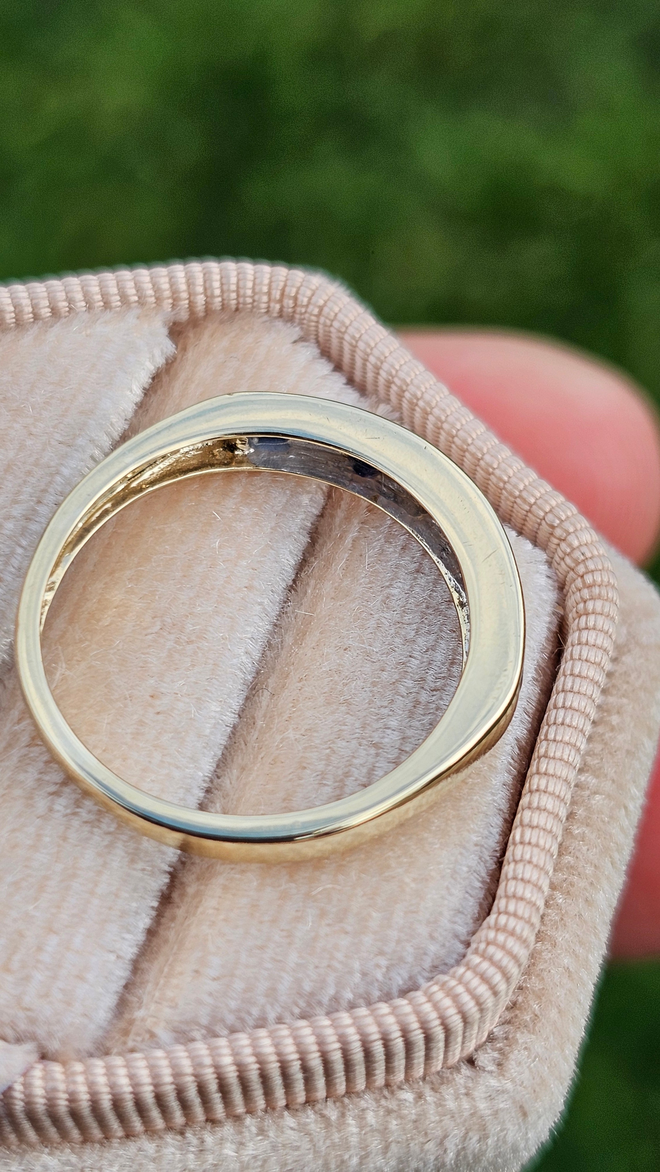 9ct Yellow Gold Sapphire & Diamond Half-Eternity Ring , N 1/2