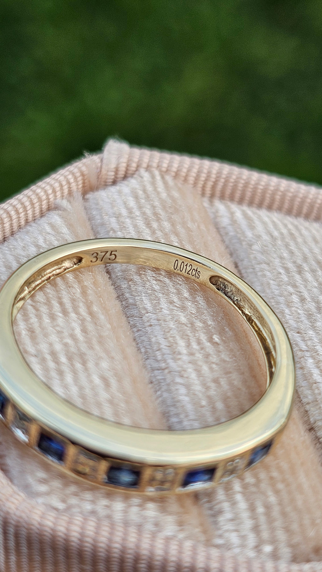 9ct Yellow Gold Sapphire & Diamond Half-Eternity Ring , N 1/2